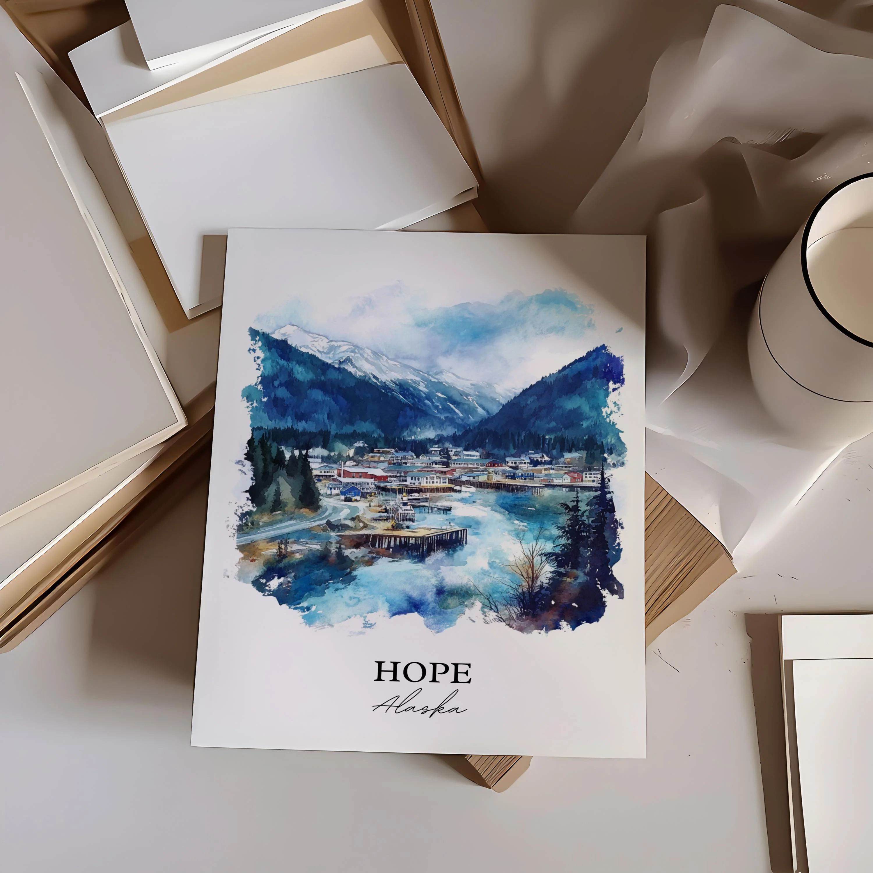 Hope, Alaska, USA – Watercolor Art Print - Image 5