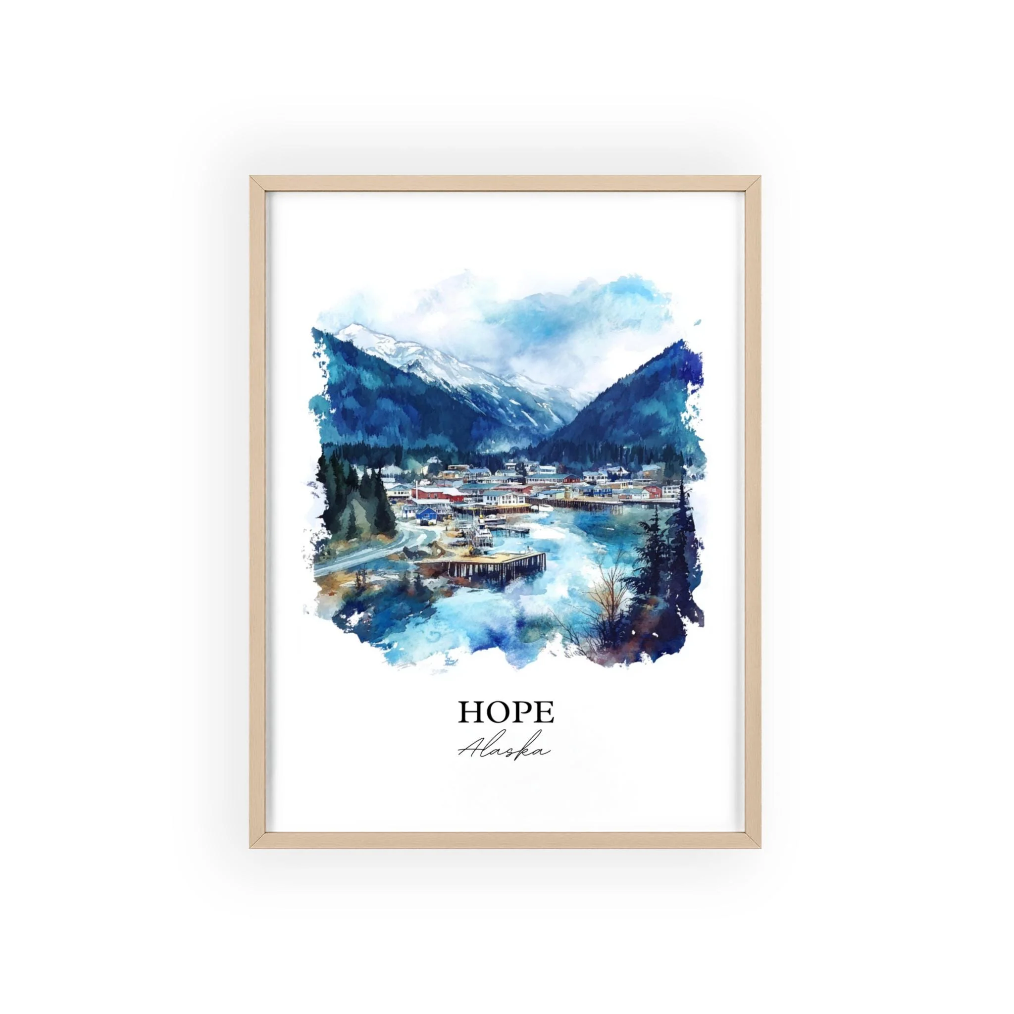 Hope, Alaska, USA – Watercolor Art Print - Image 8