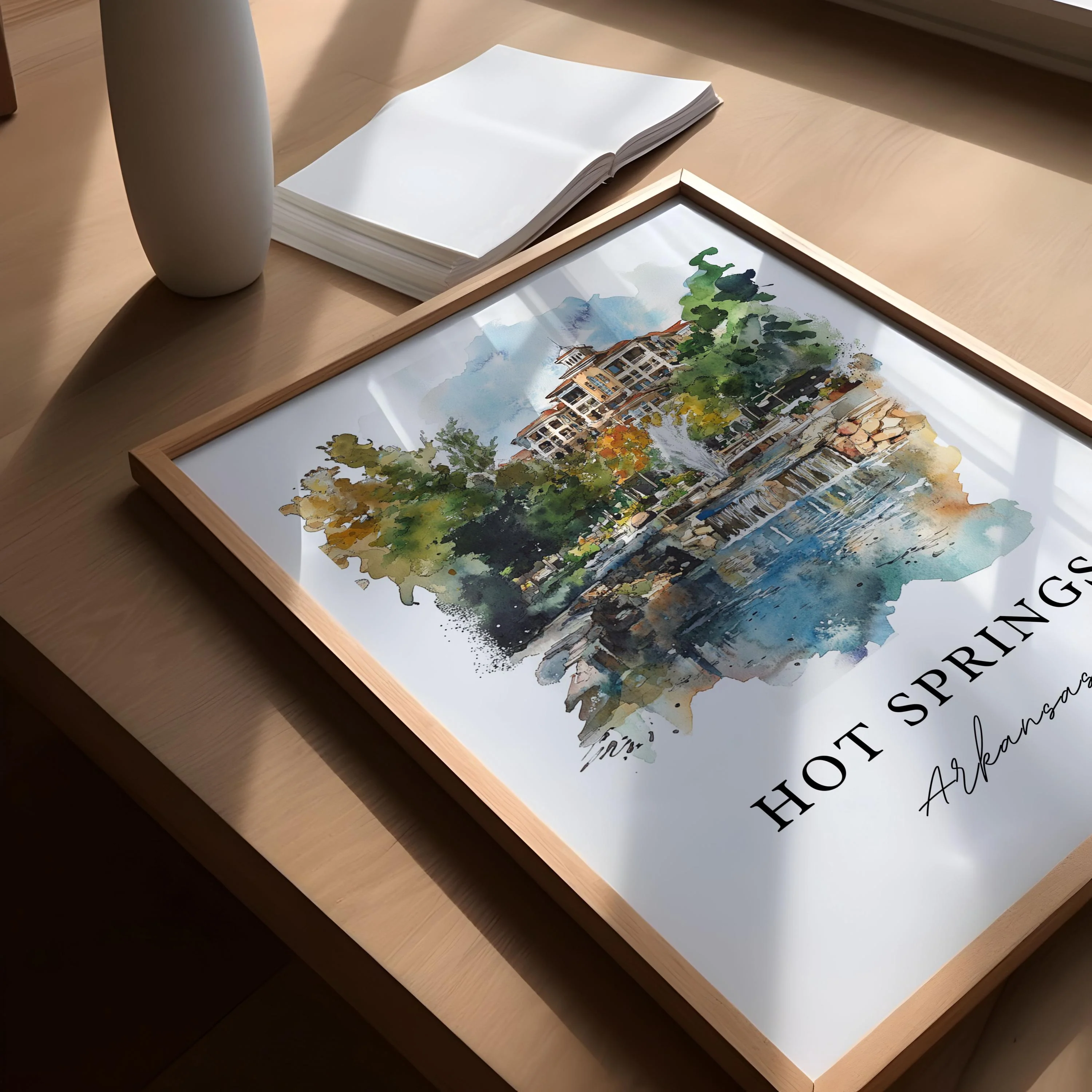 Hot Springs, Arkansas – Watercolor Art Print - Image 3