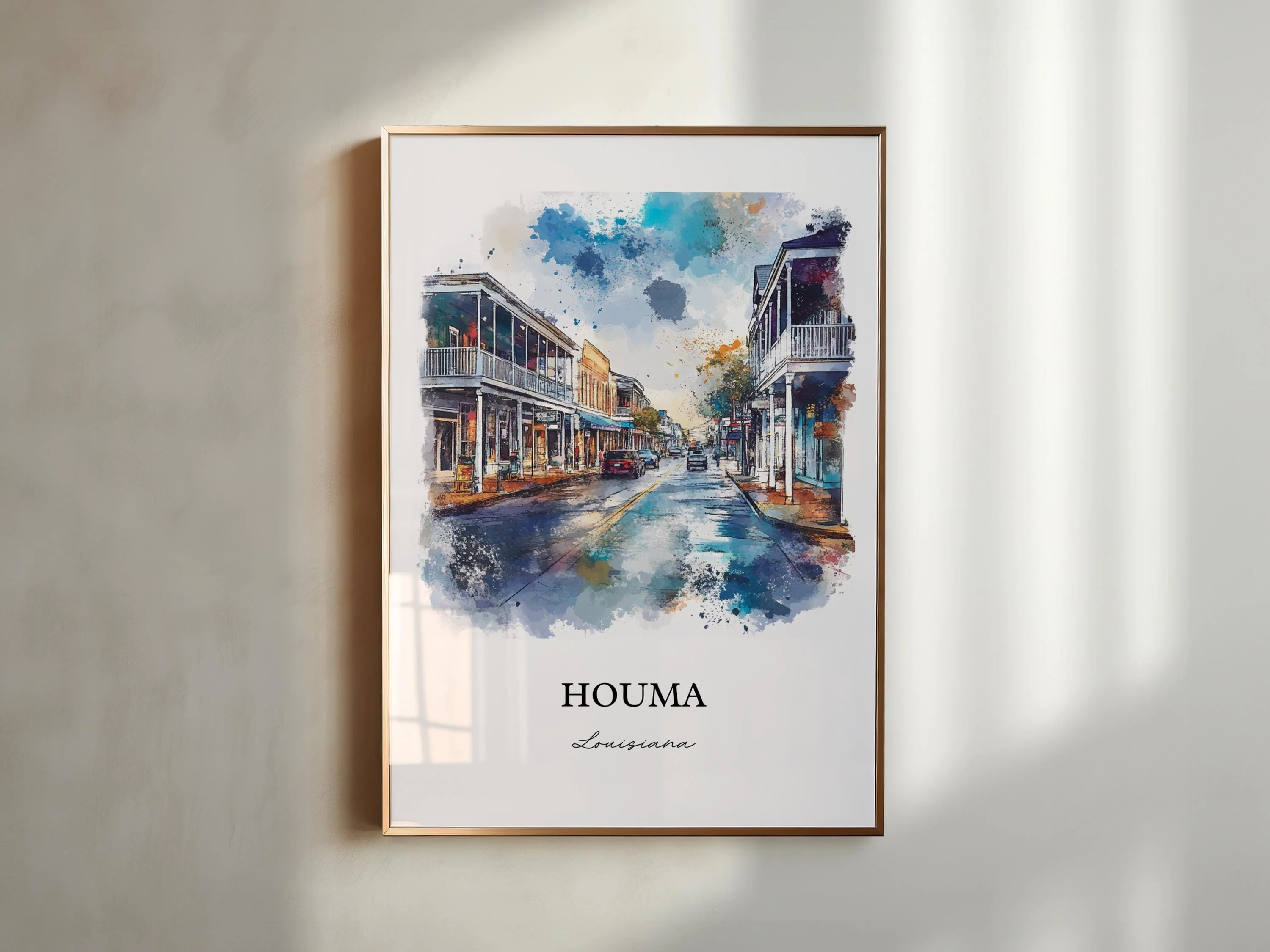 Houma, Louisiana Watercolor Art Print - Image 4