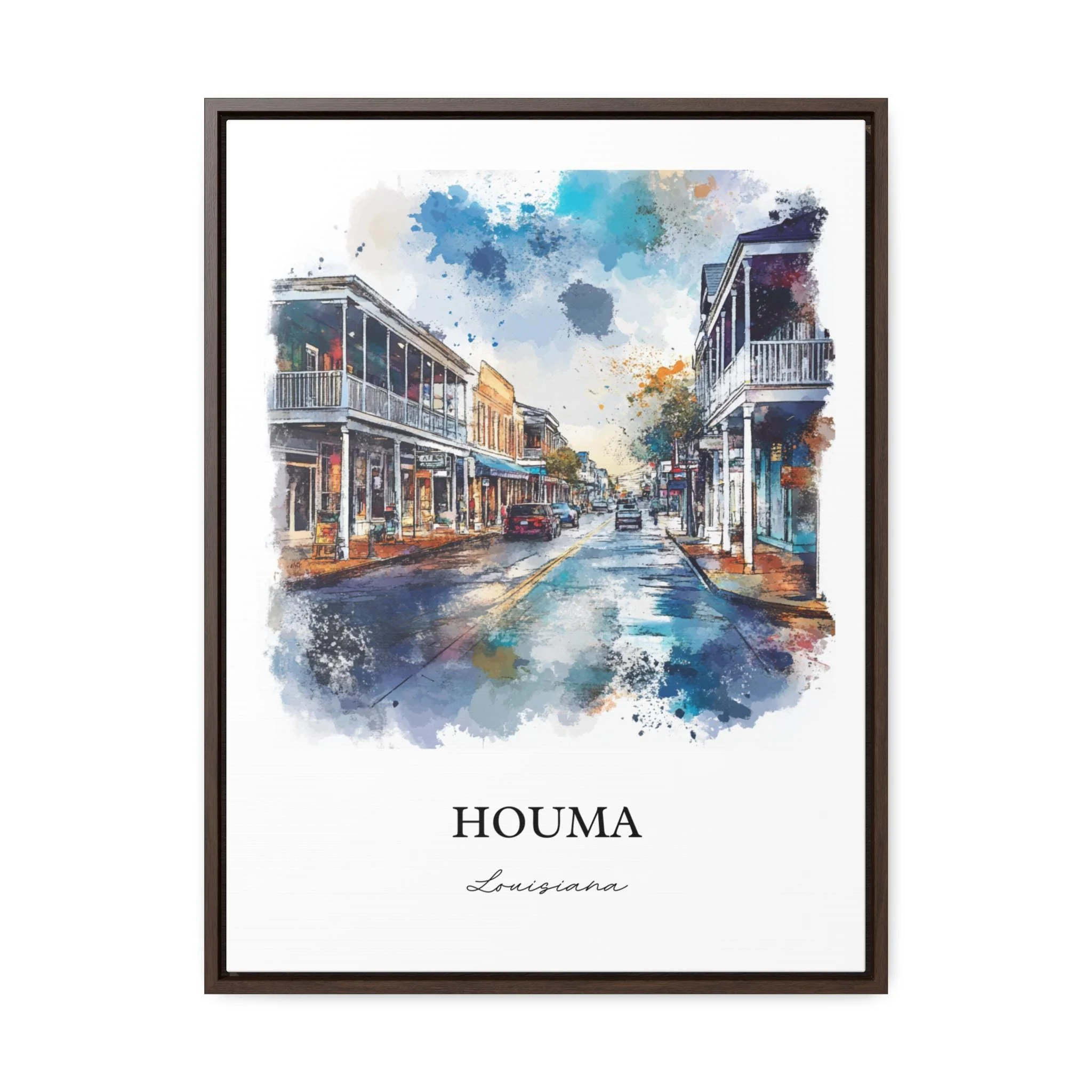 Houma, Louisiana Watercolor Art Print - Image 7