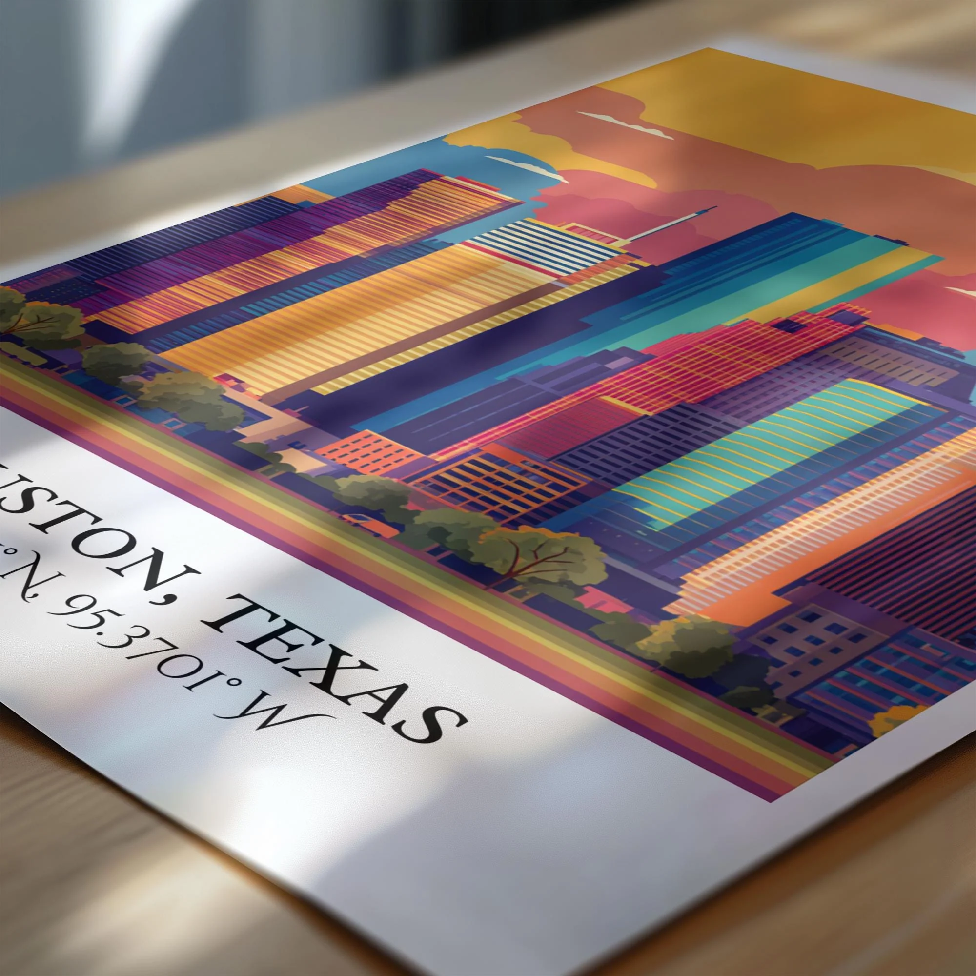 Houston, Texas, USA – Watercolor Art Print - Image 2