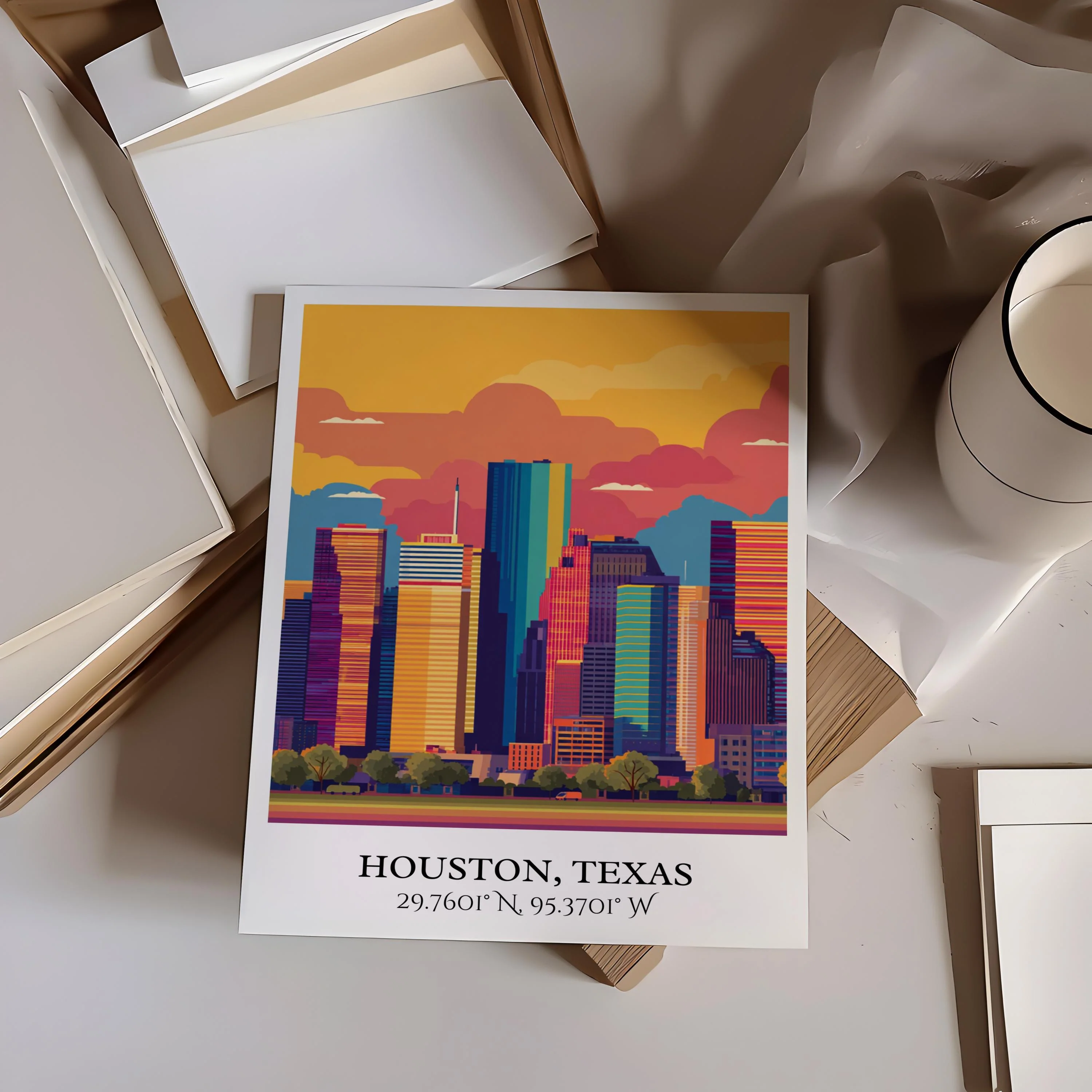 Houston, Texas, USA – Watercolor Art Print - Image 4