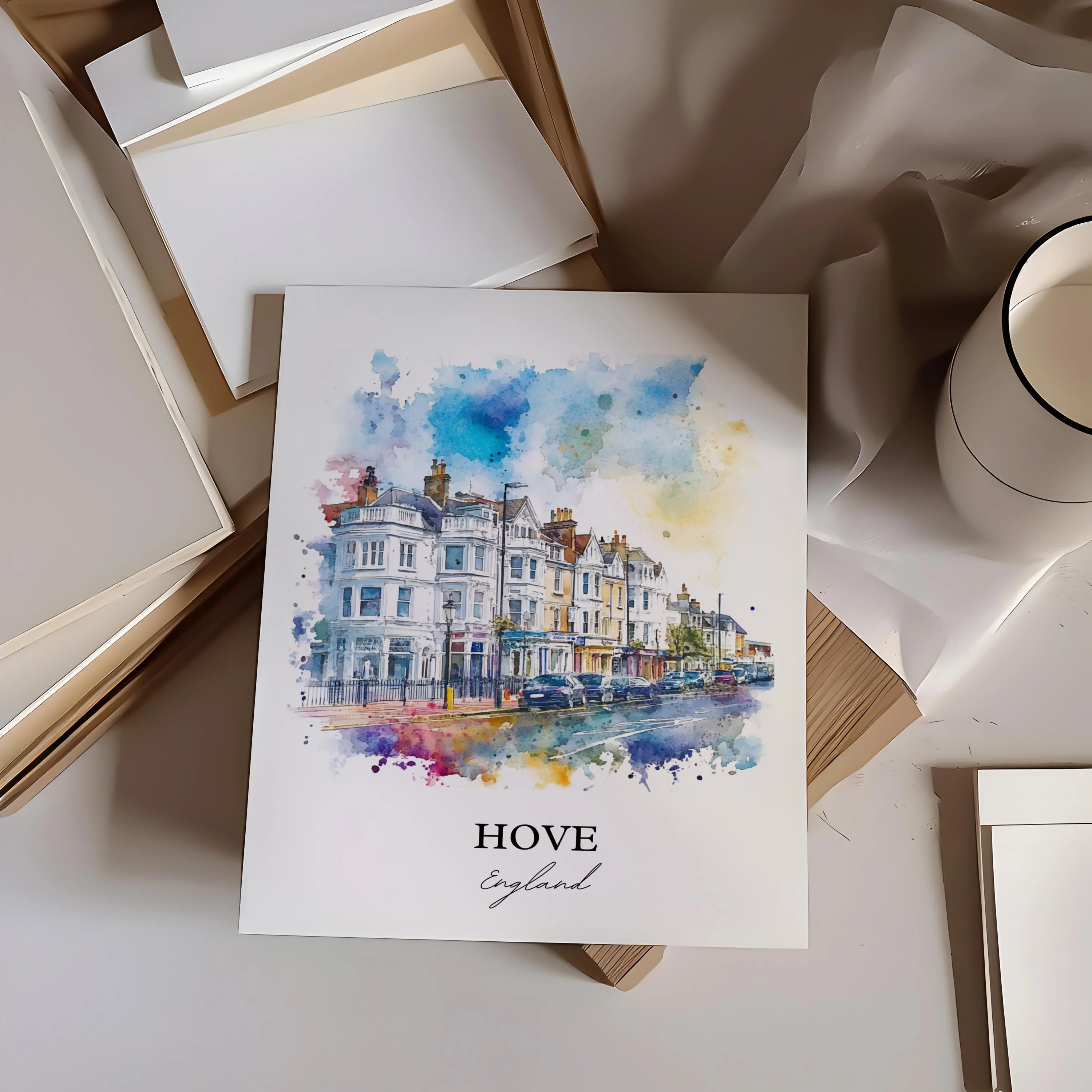 Hove, England – Watercolor Art Print - Image 4