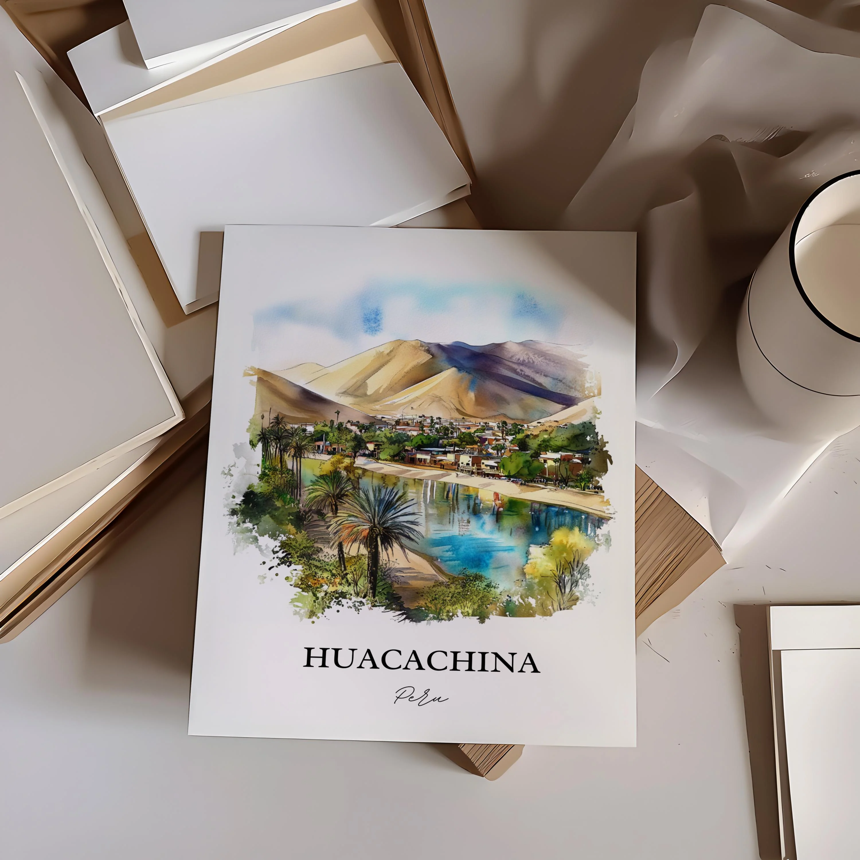Huacachina, Peru – Watercolor Art Print - Image 6