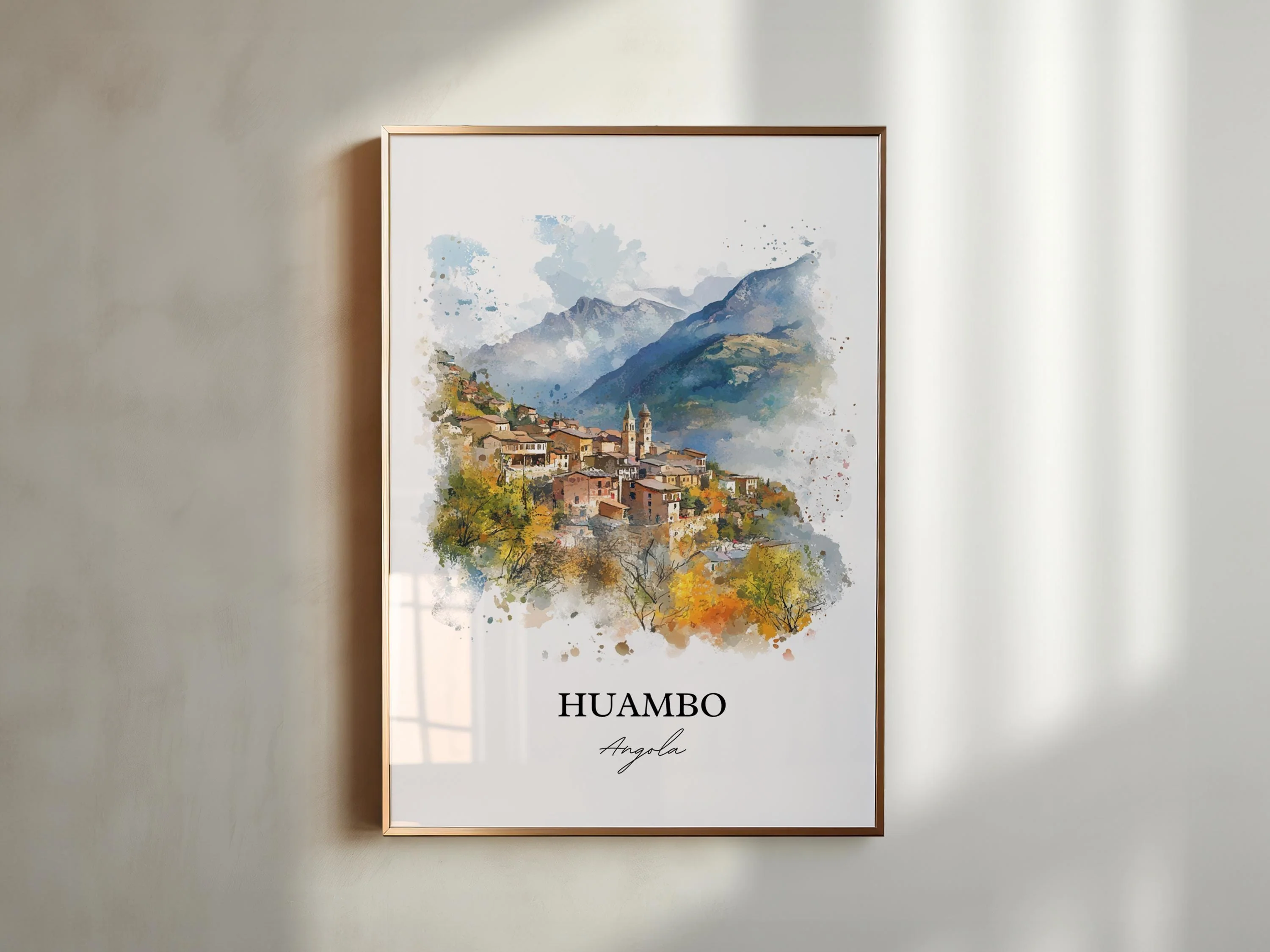 Huambo, Angola – Watercolor Art Print - Image 6