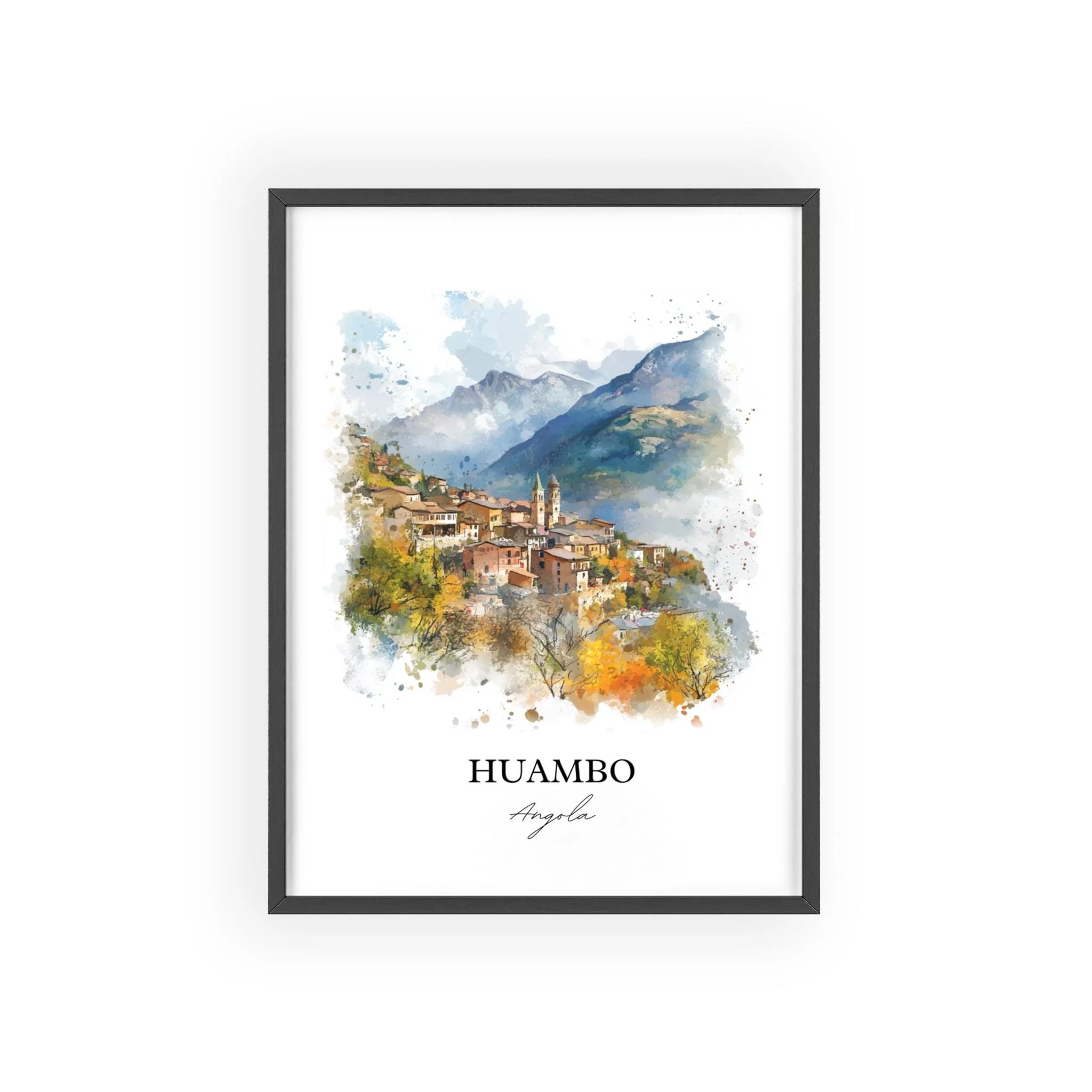 Huambo, Angola – Watercolor Art Print - Image 7