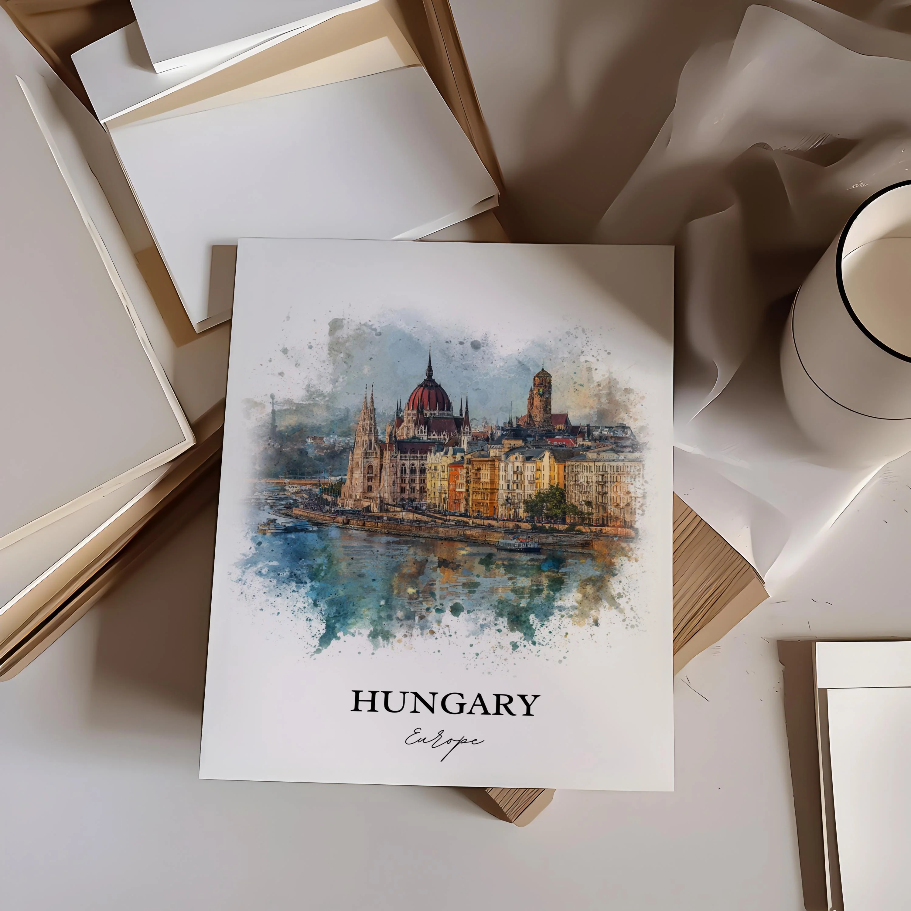 Hungary – Watercolor Art Print - Image 5