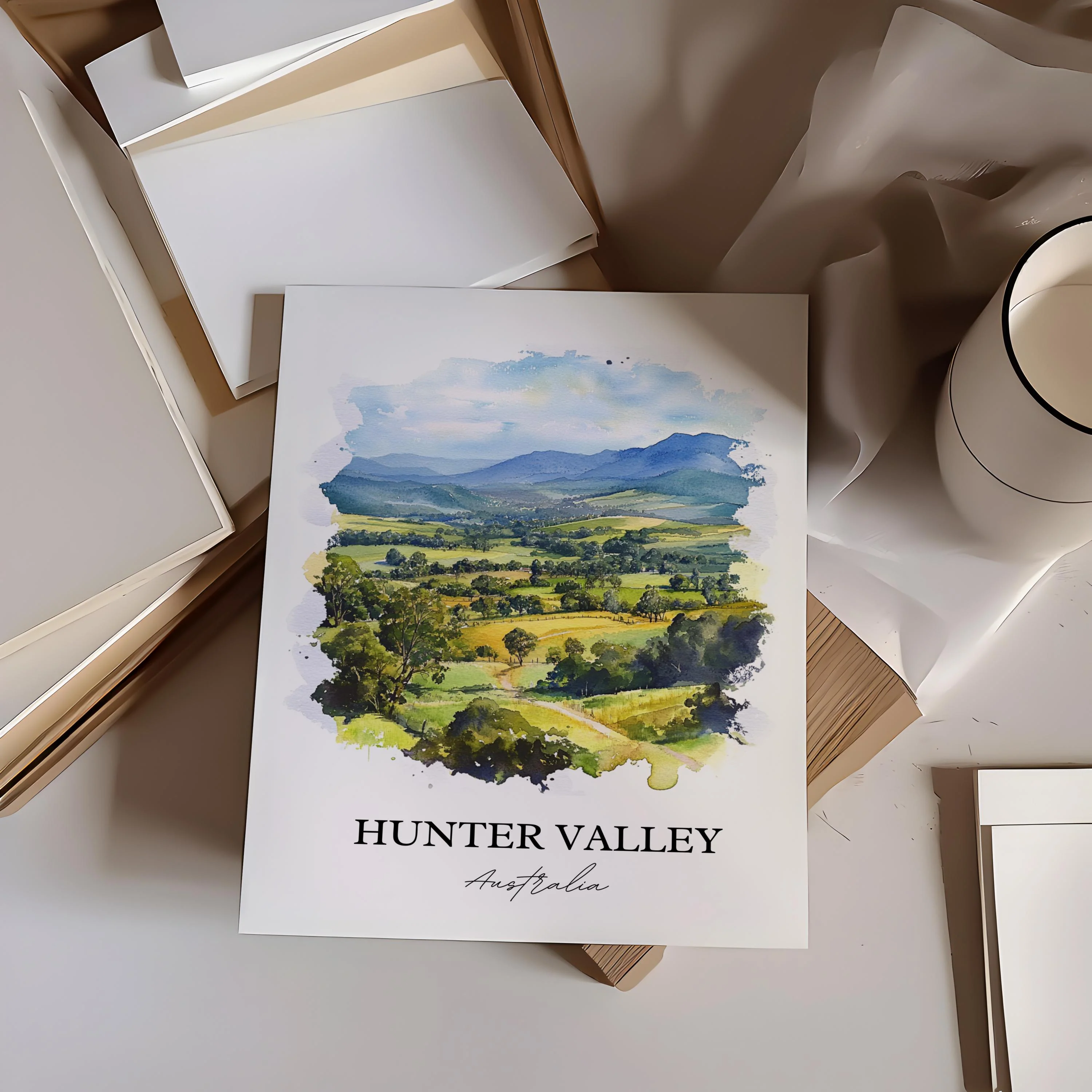Hunter Valley, Australia – Watercolor Art Print - Image 4