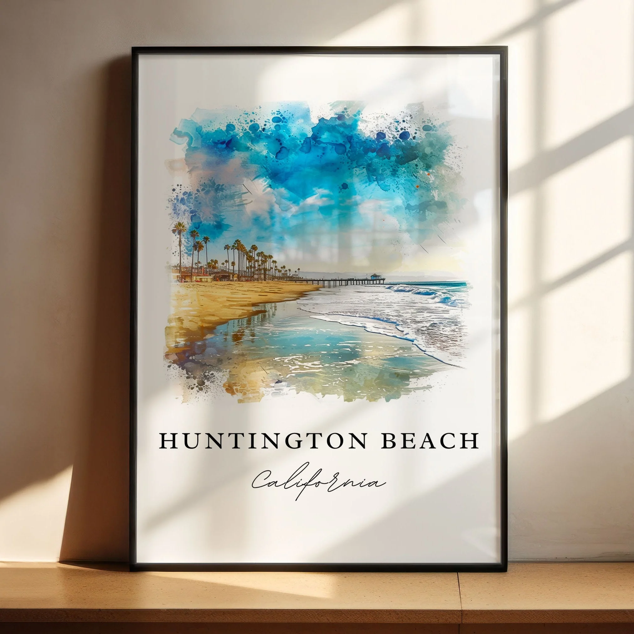 Huntington Beach, California – Watercolor Art Print