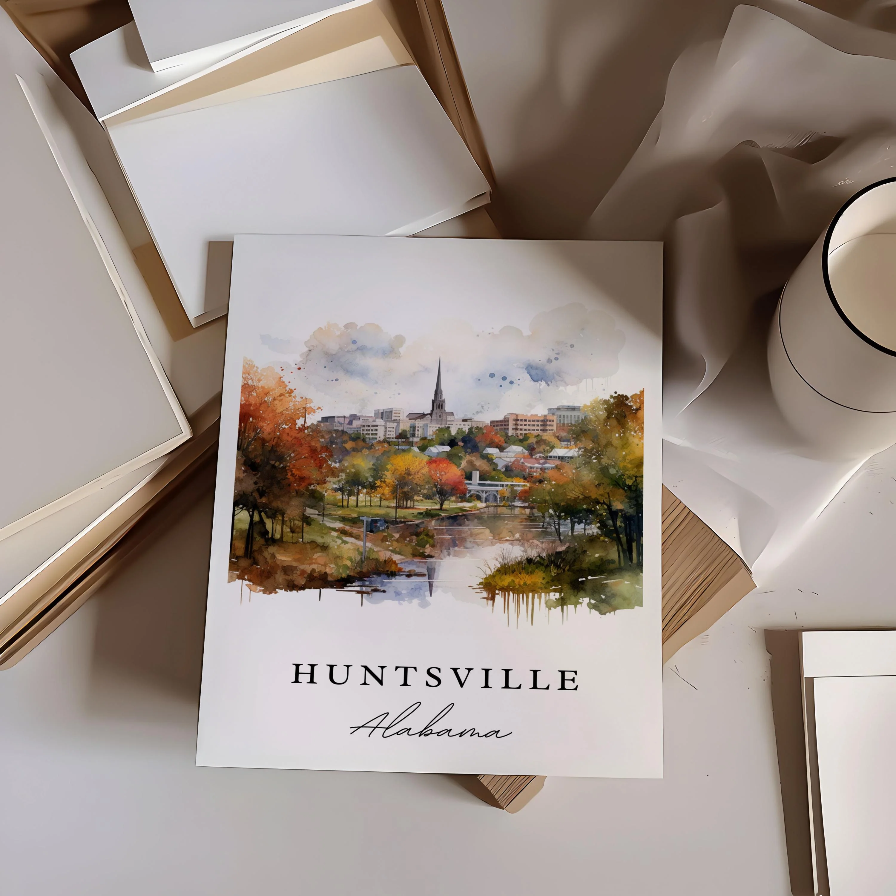 Huntsville, Alabama – Watercolor Art Print - Image 2