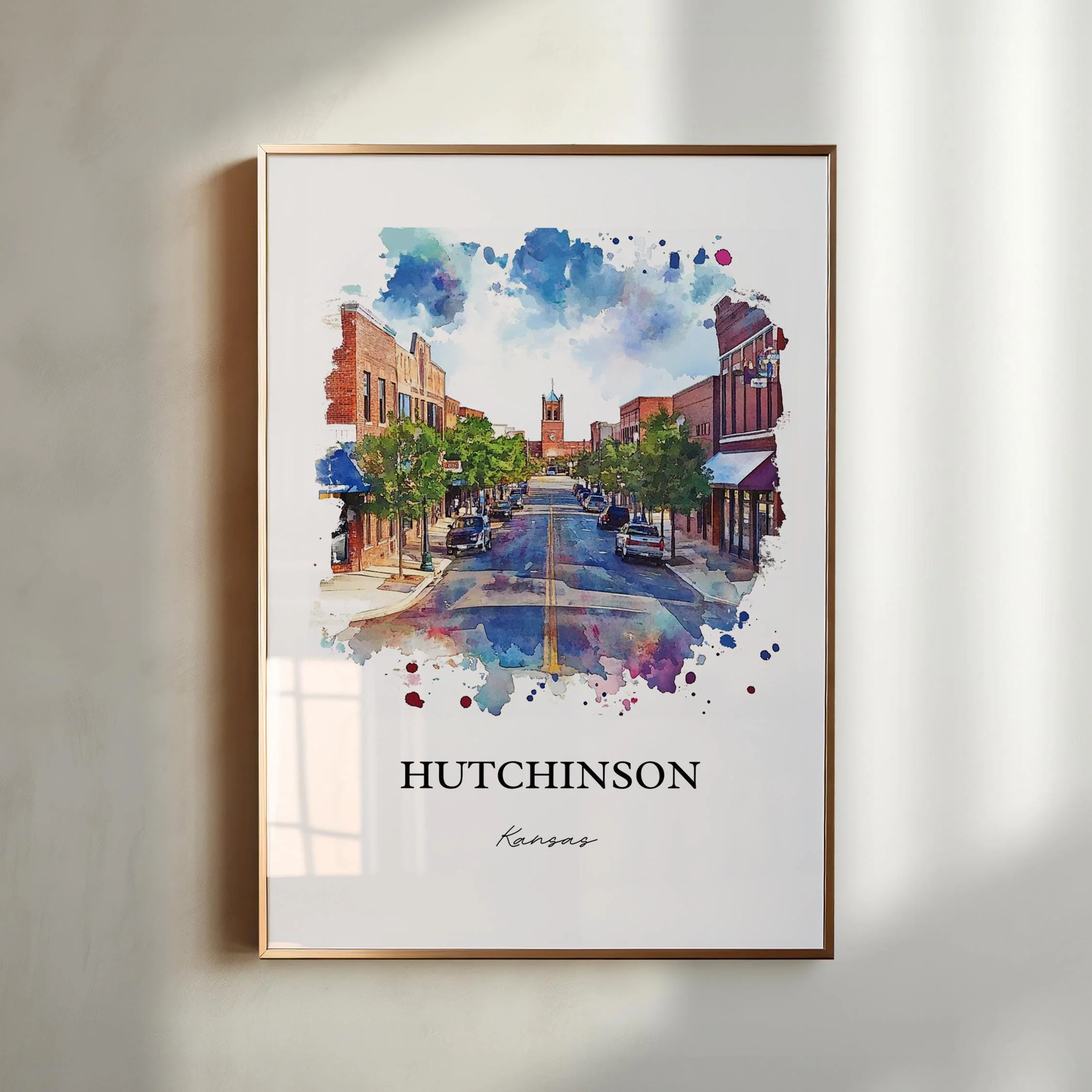 Hutchinson, Kansas, USA – Watercolor Art Print