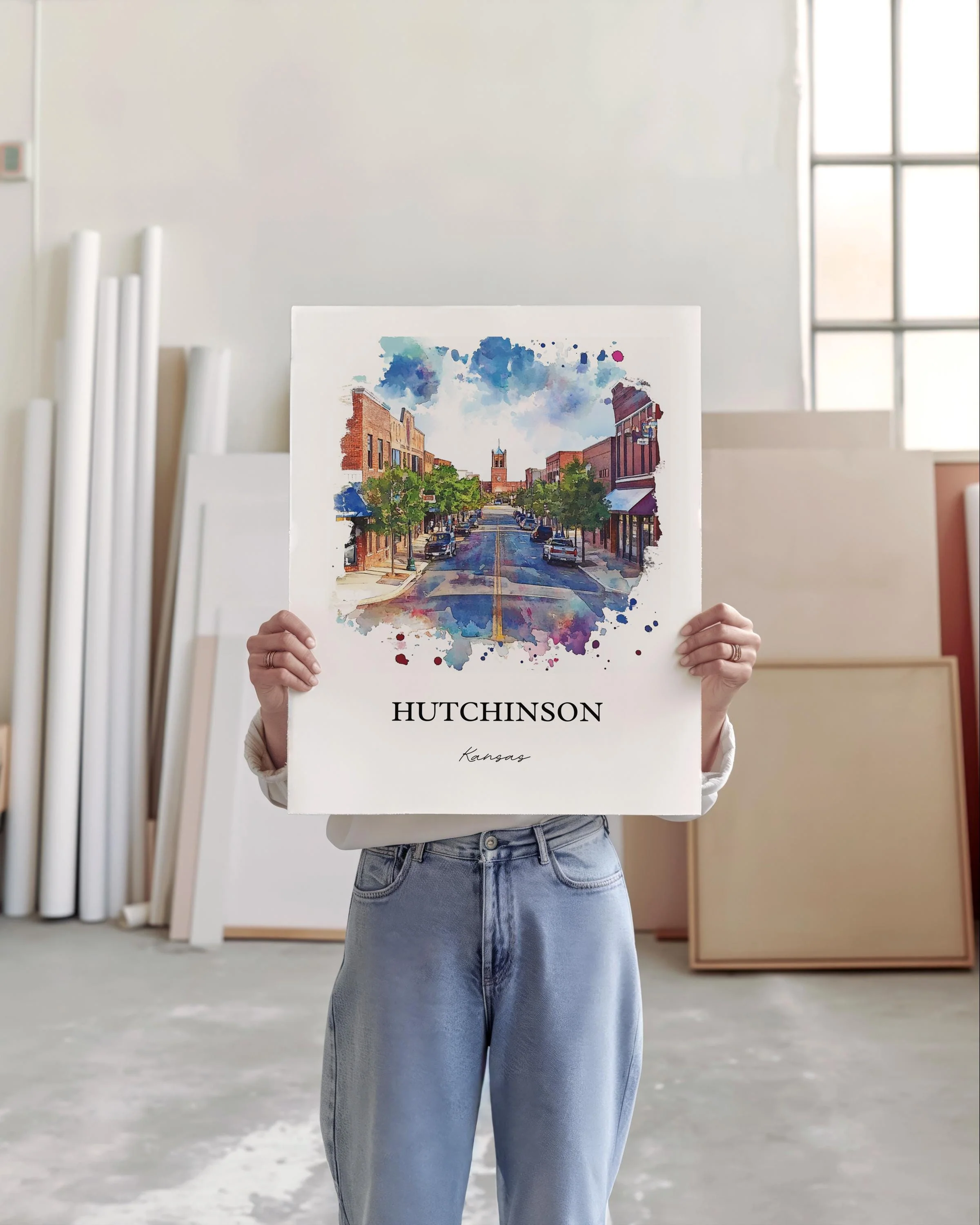 Hutchinson, Kansas, USA – Watercolor Art Print - Image 5