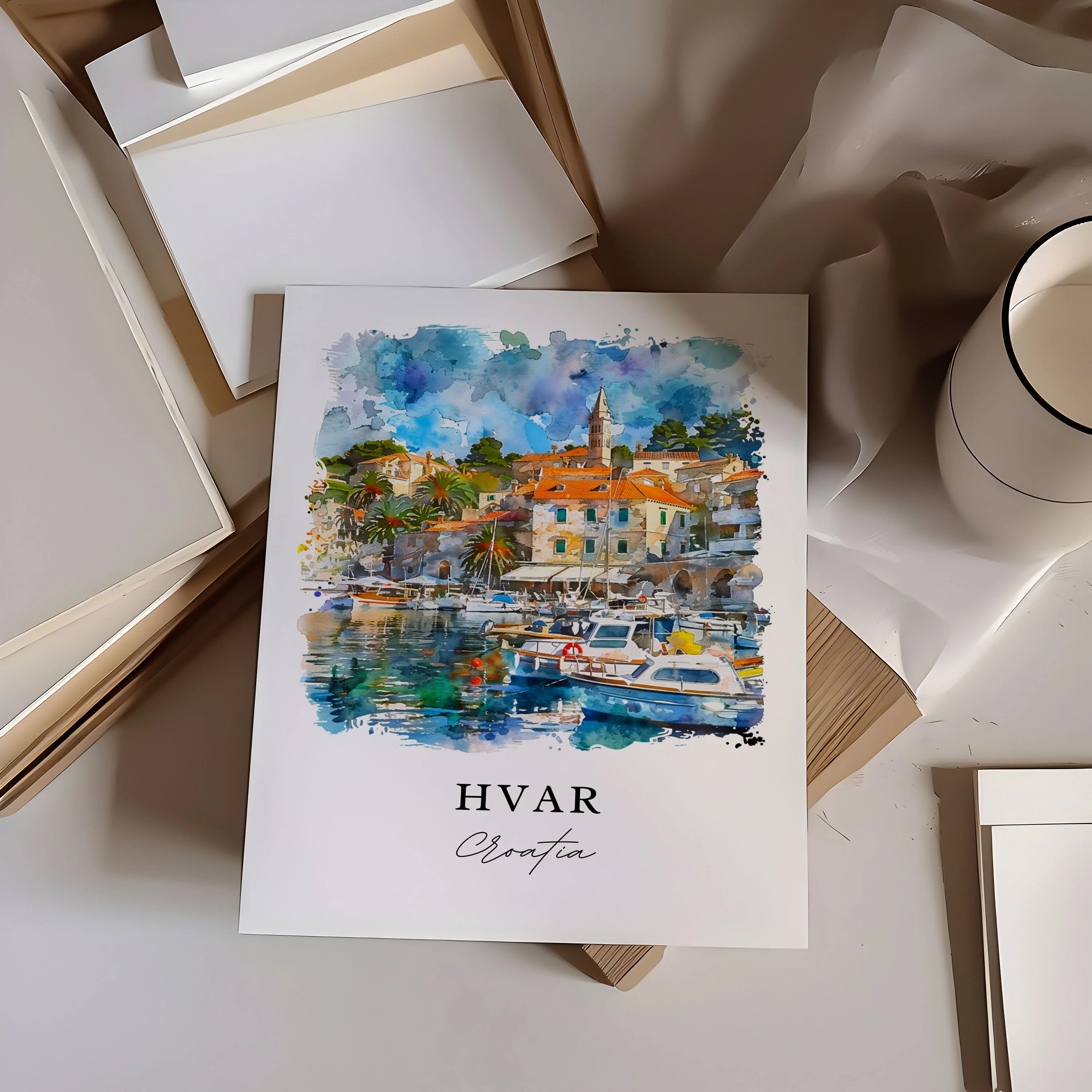 Hvar, Croatia – Watercolor Art Print - Image 2