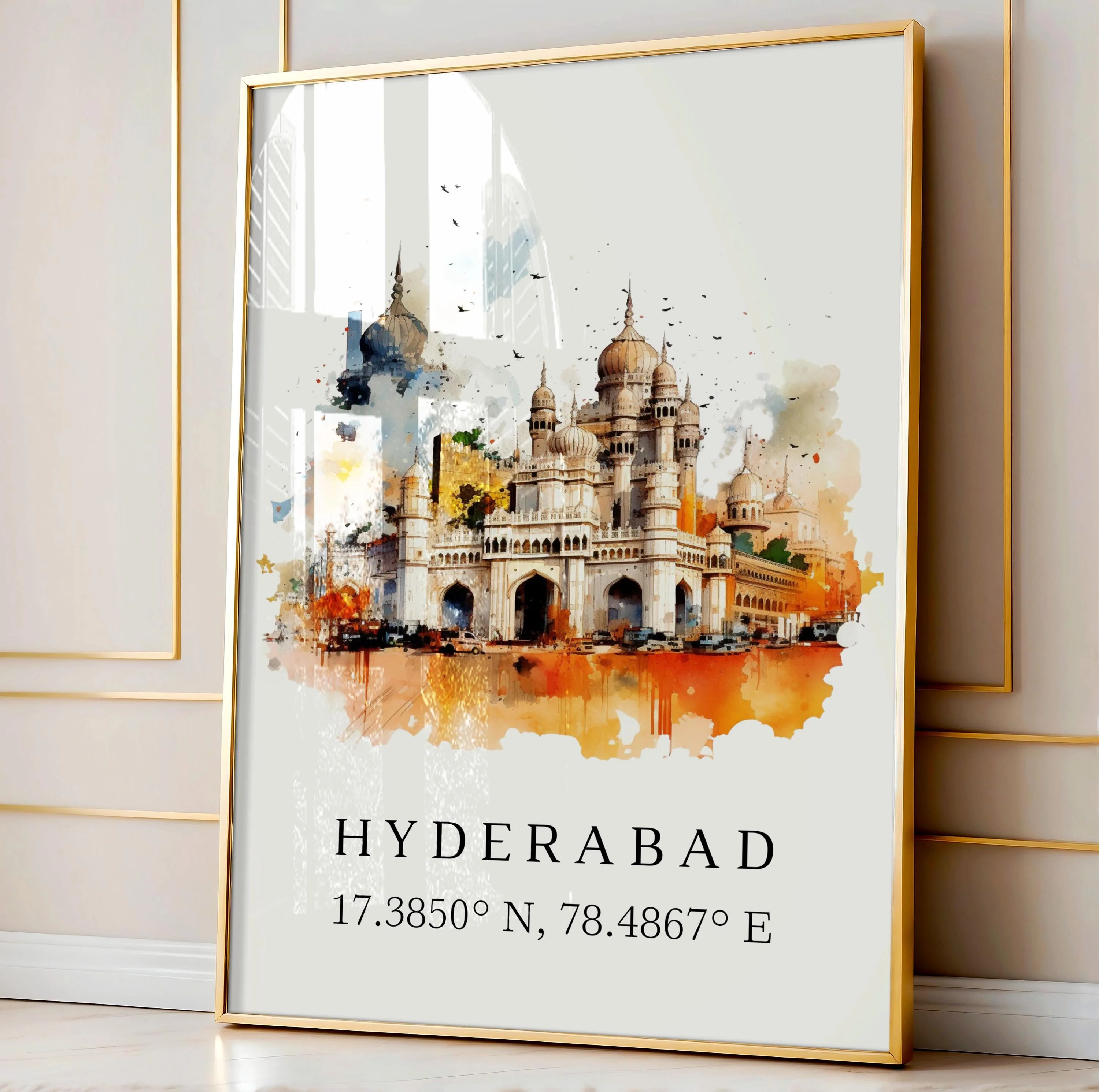 Hyderabad, India – Watercolor Art Print
