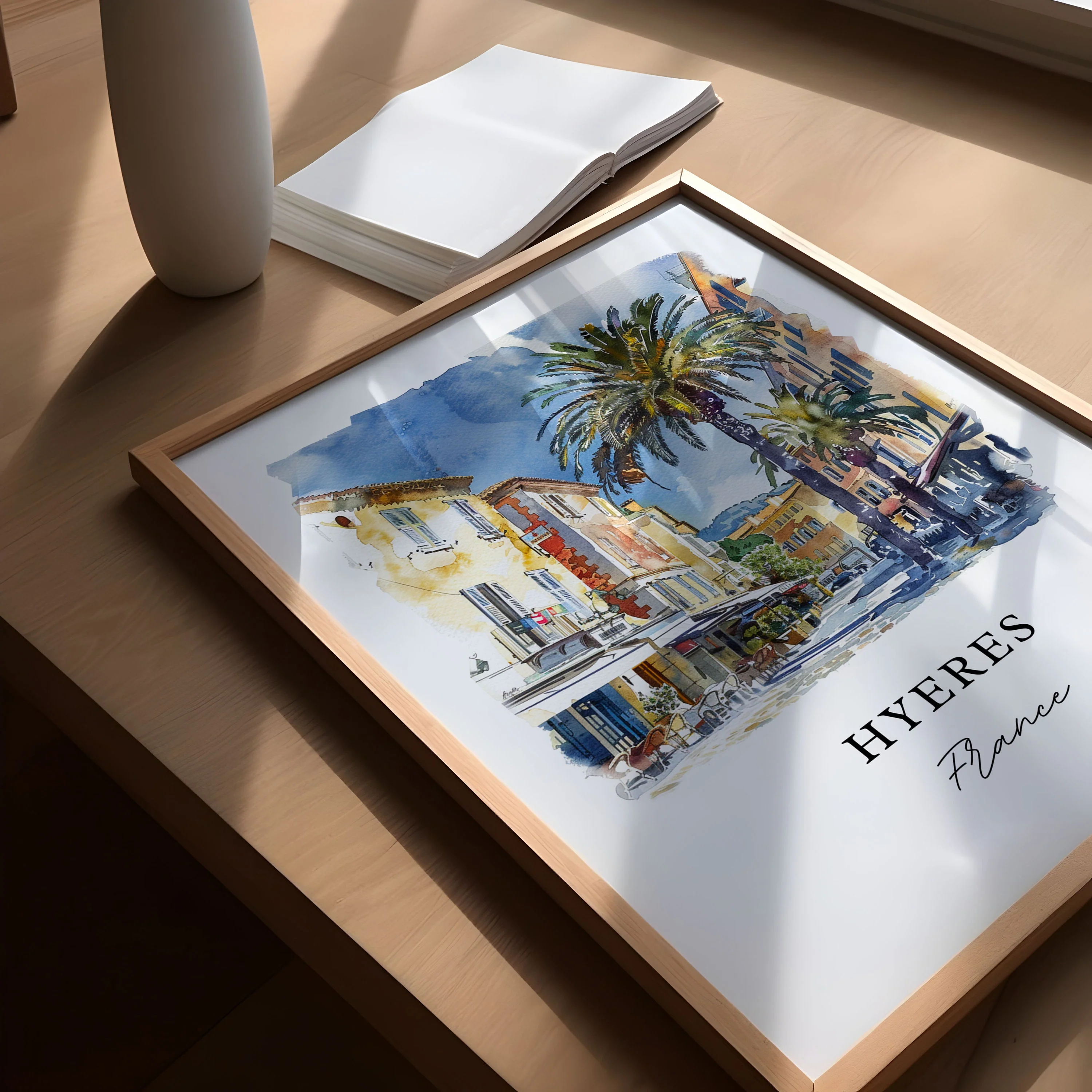 Hyères, France – Watercolor Art Print - Image 3