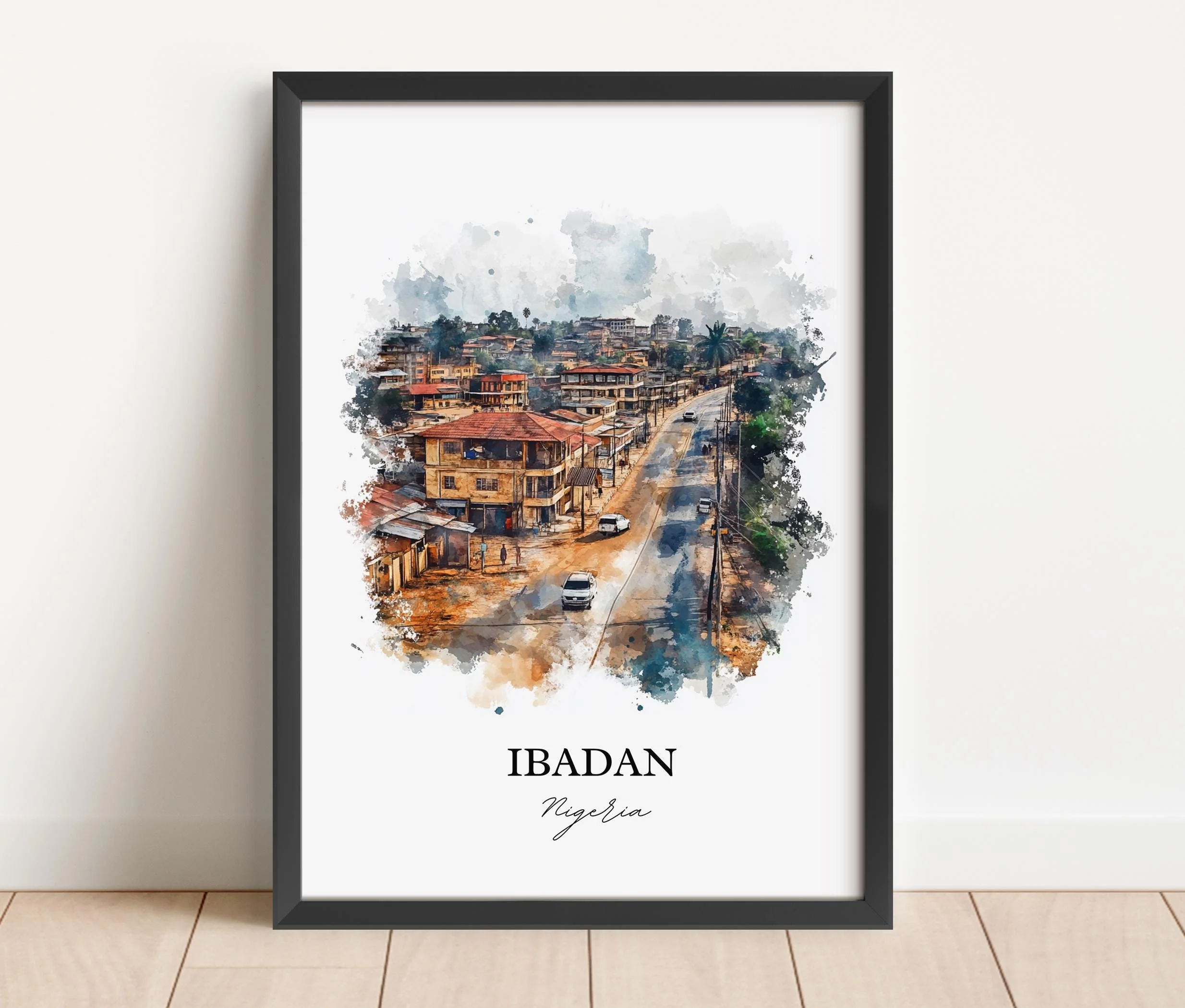 Ibadan, Nigeria – Watercolor Art Print - Image 4
