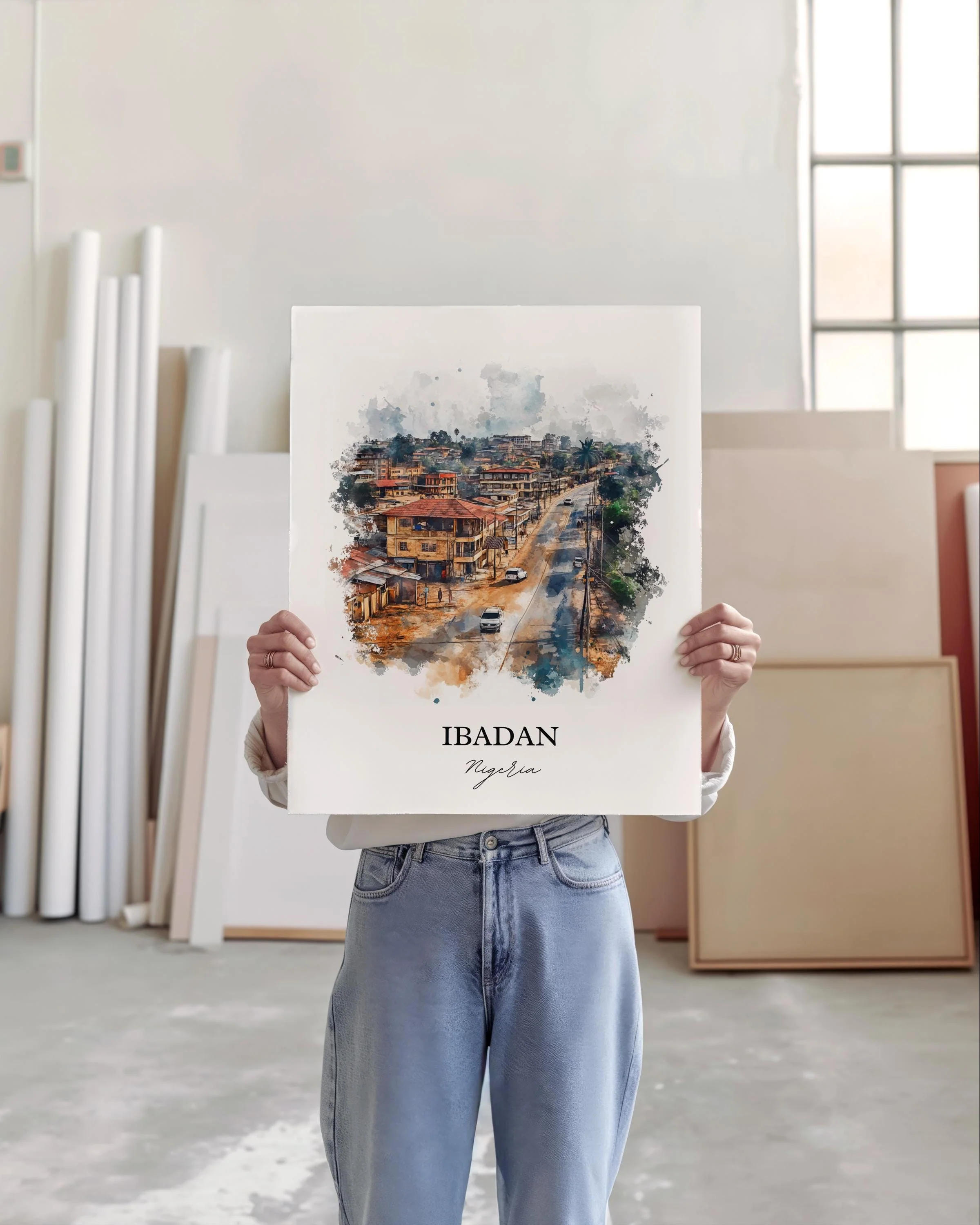 Ibadan, Nigeria – Watercolor Art Print - Image 5