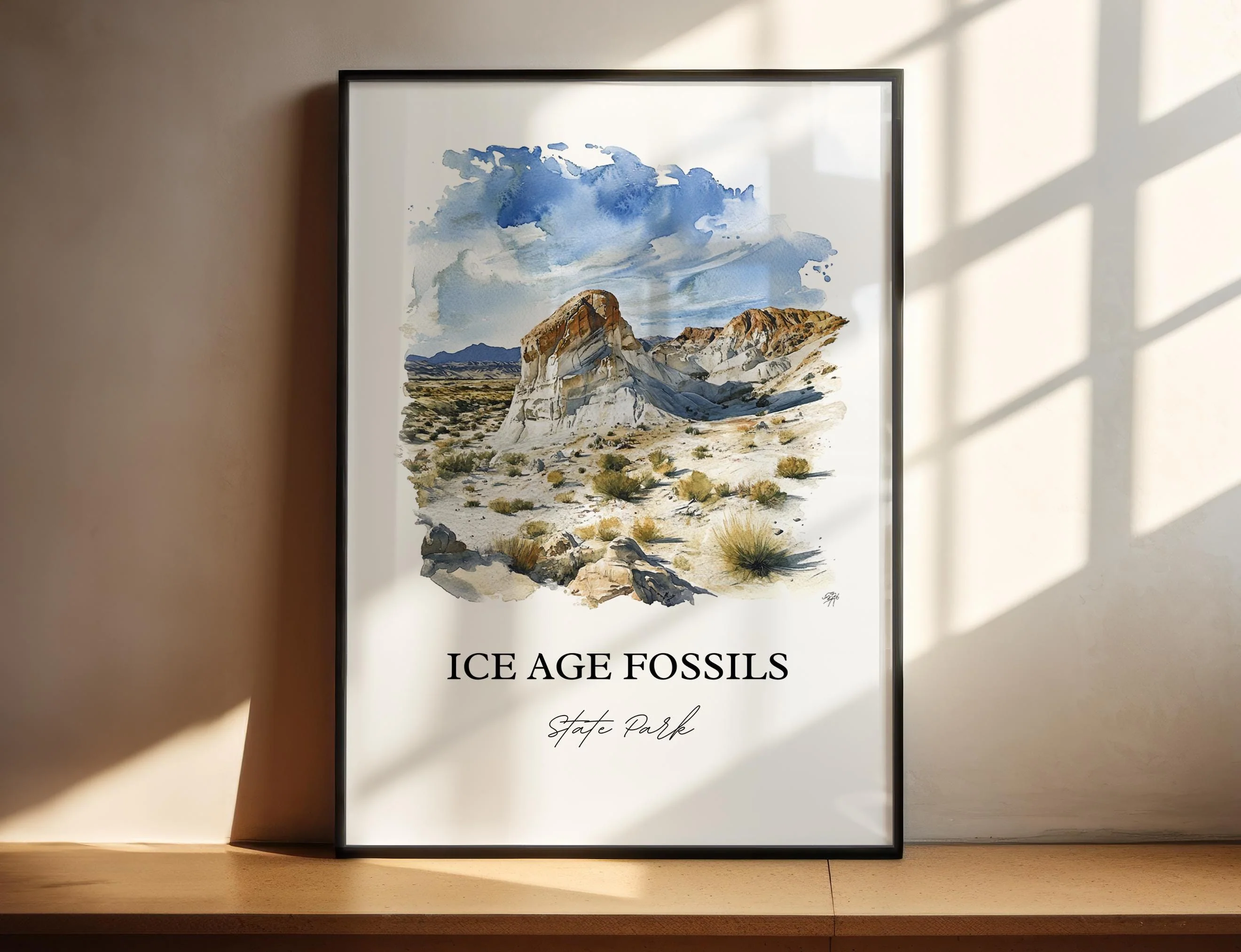 Ice Age Fossils Park, Nevada, USA – Watercolor Art Print