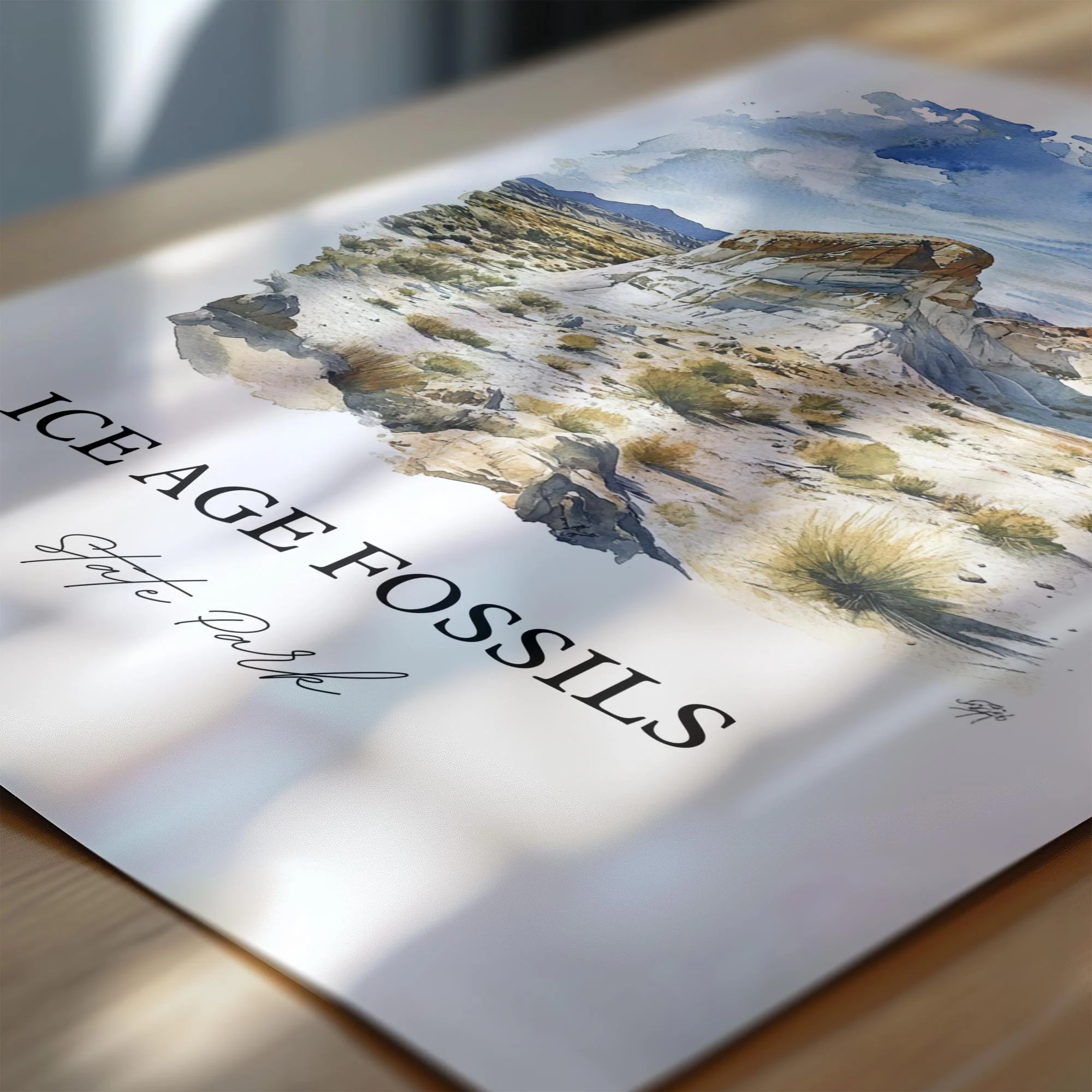 Ice Age Fossils Park, Nevada, USA – Watercolor Art Print - Image 2