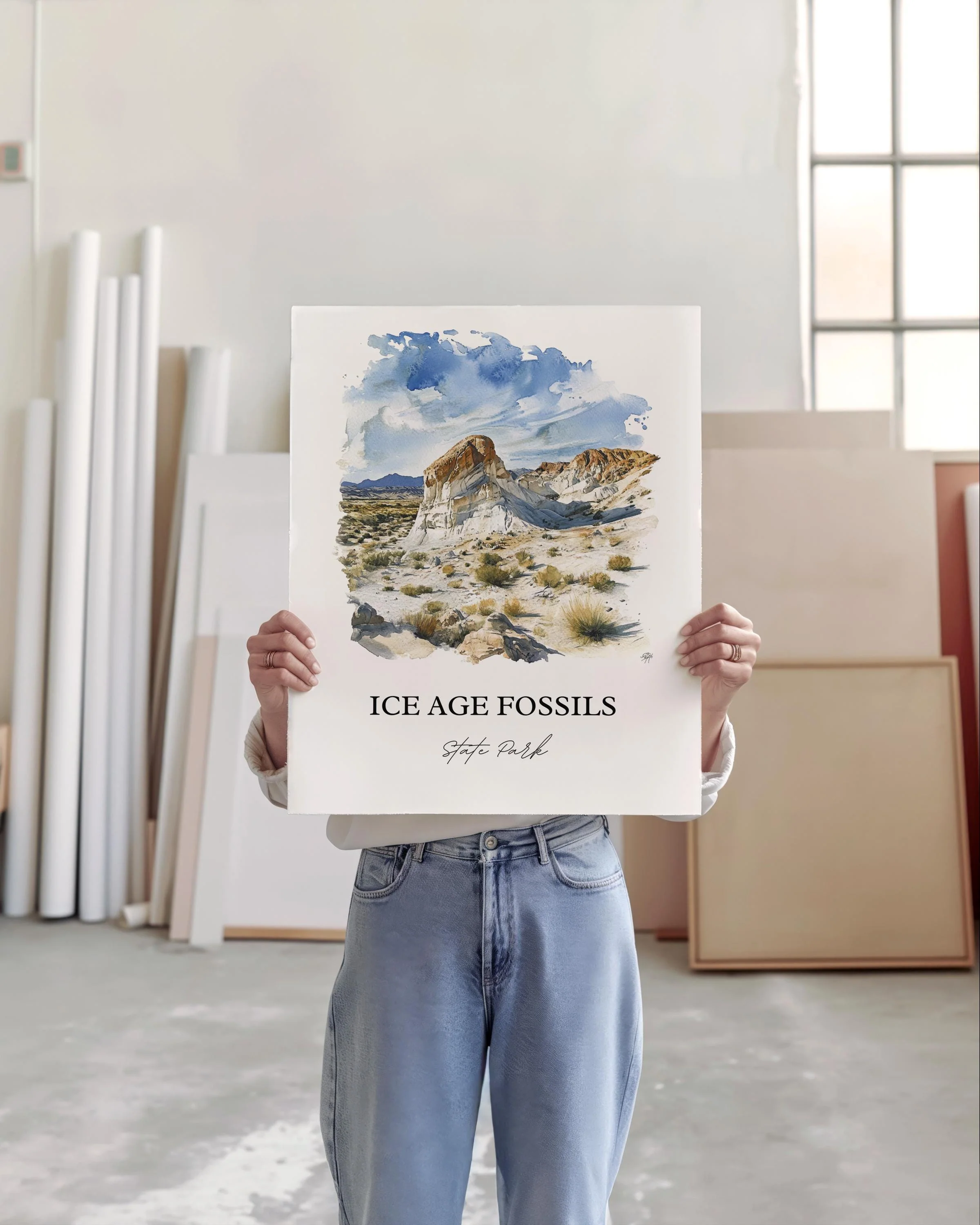 Ice Age Fossils Park, Nevada, USA – Watercolor Art Print - Image 3