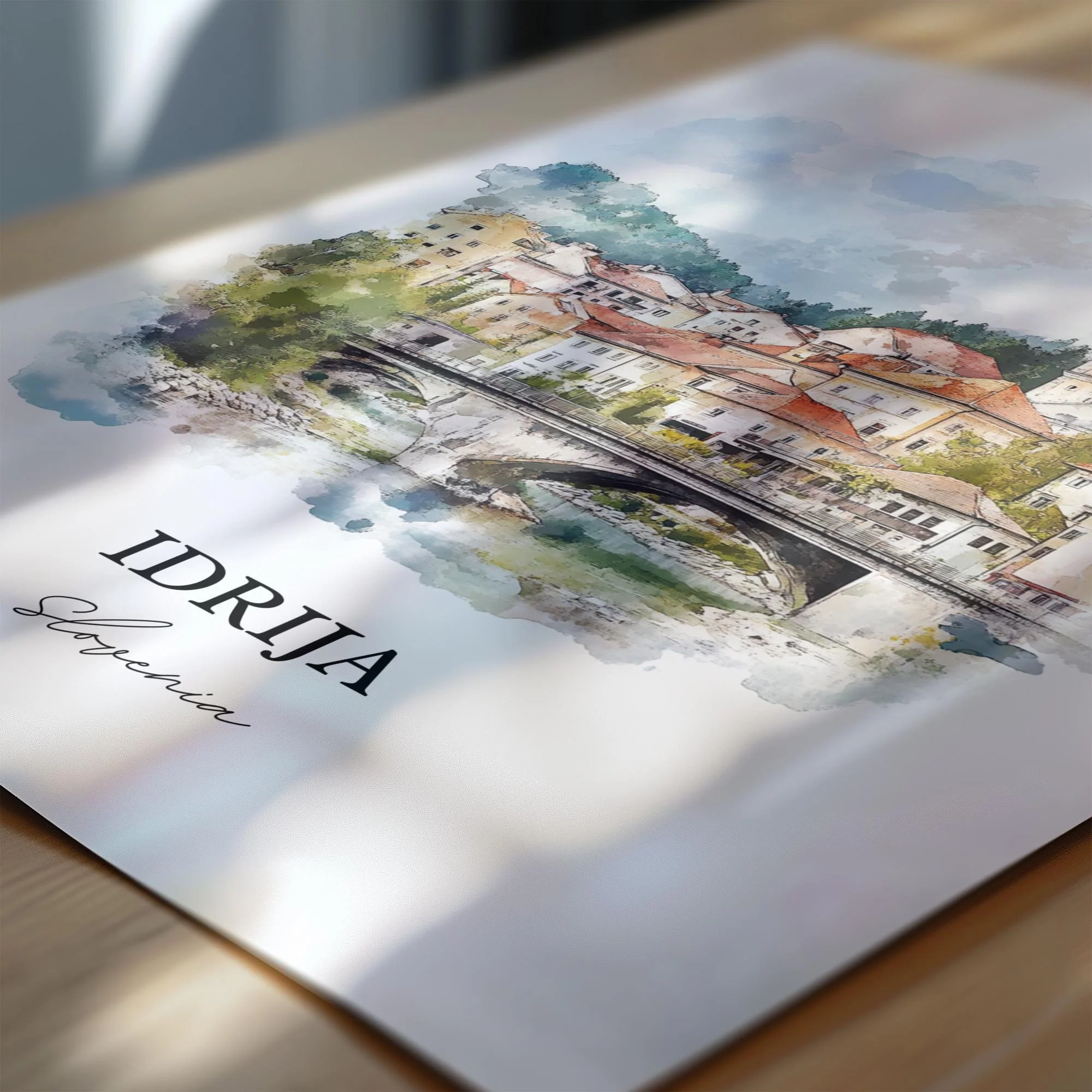 Idrija, Slovenia – Watercolor Art Print - Image 2