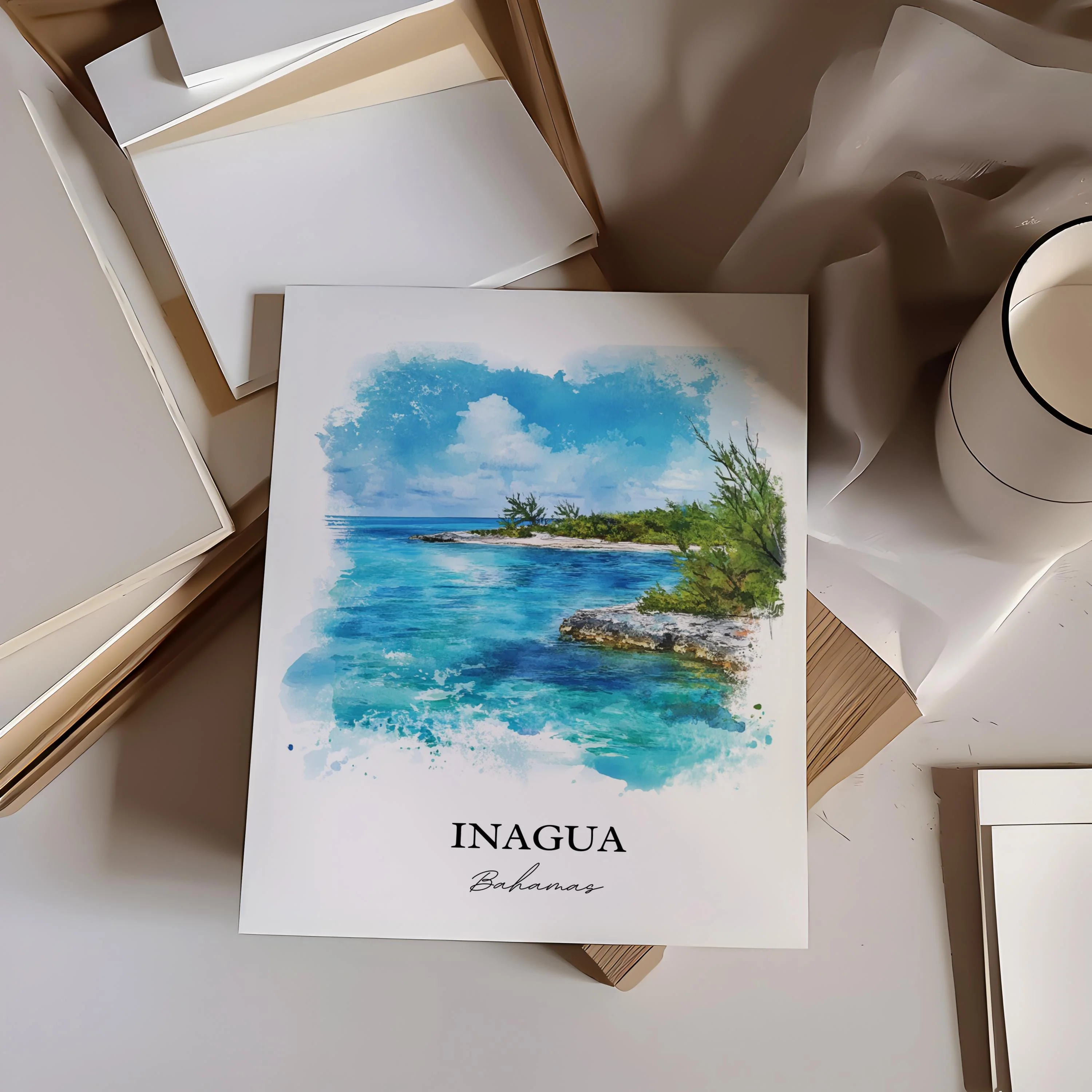 Inagua, Bahamas – Watercolor Art Print - Image 5