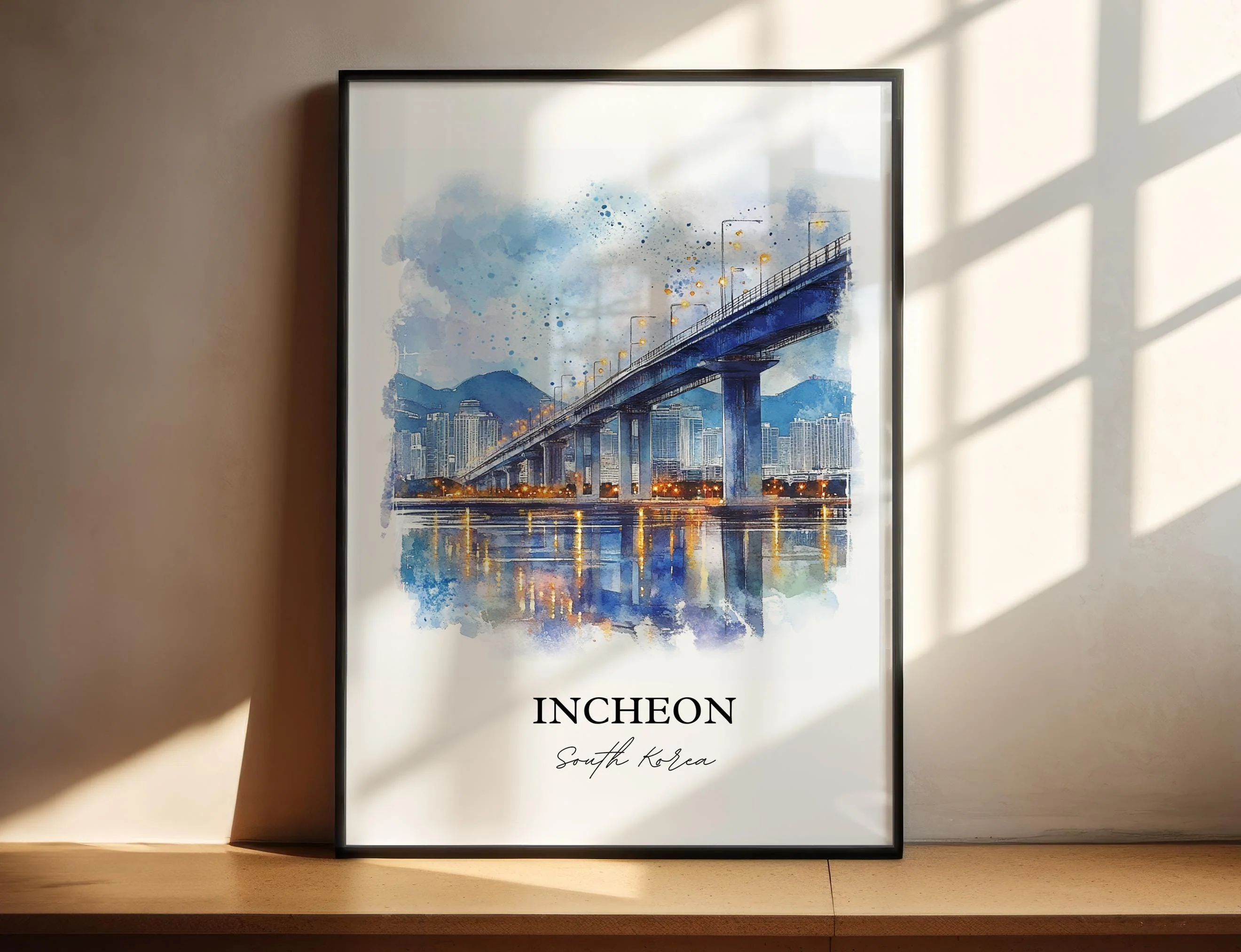 Incheon, South Korea – Watercolor Art Print