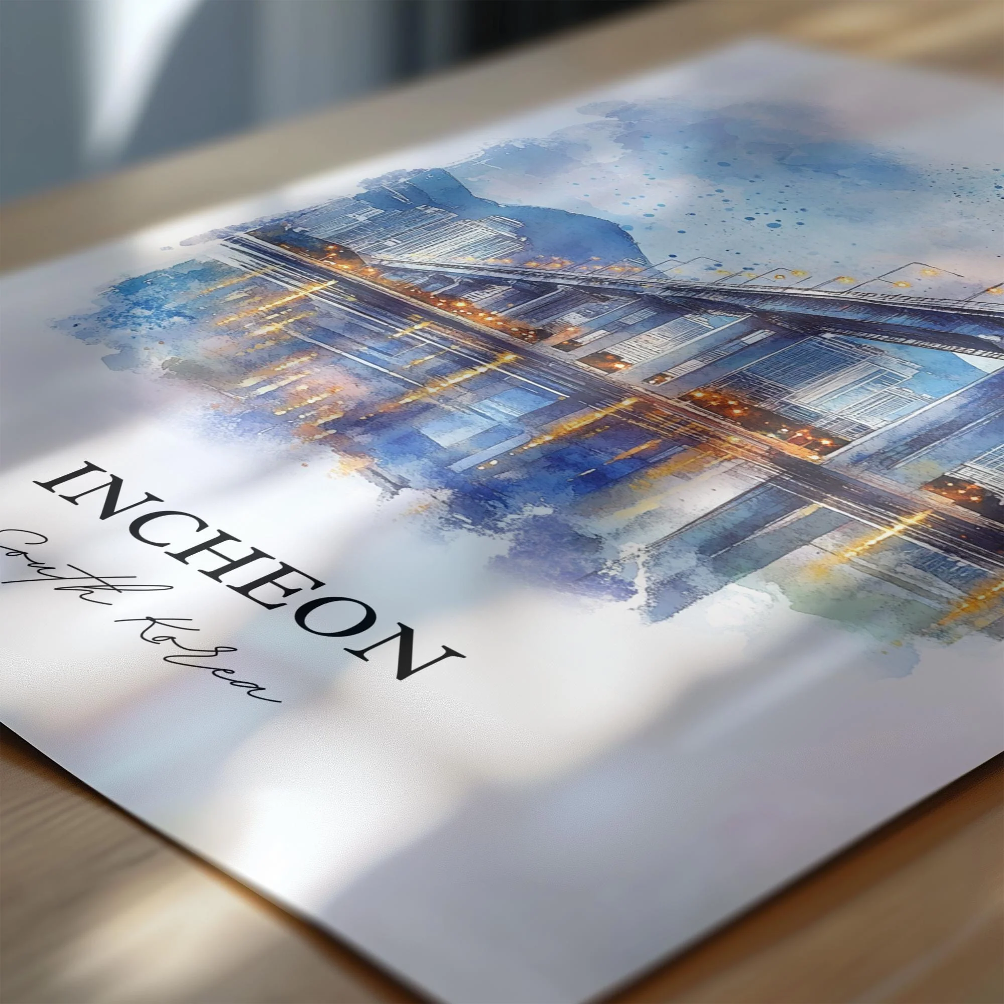 Incheon, South Korea – Watercolor Art Print - Image 2