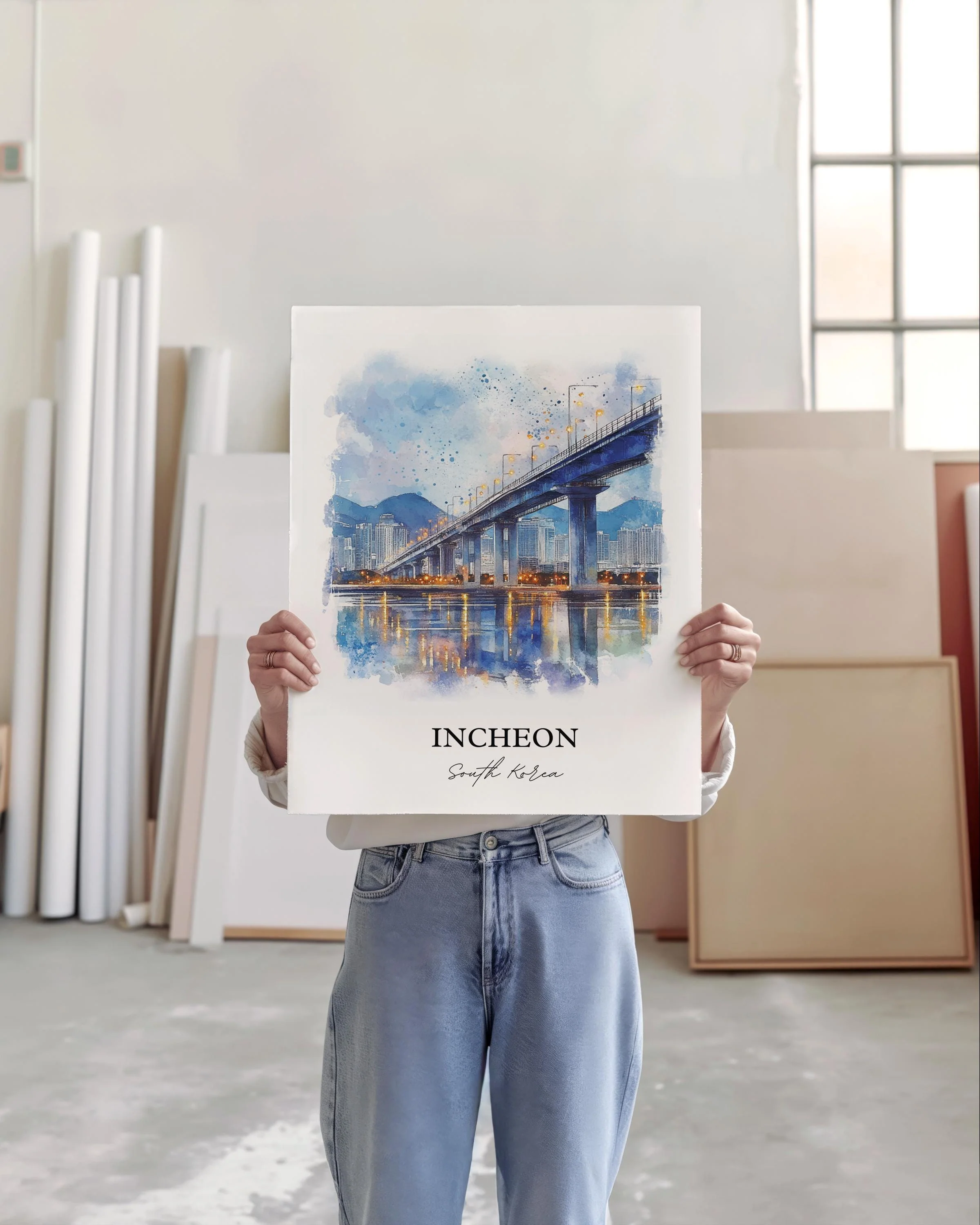 Incheon, South Korea – Watercolor Art Print - Image 4