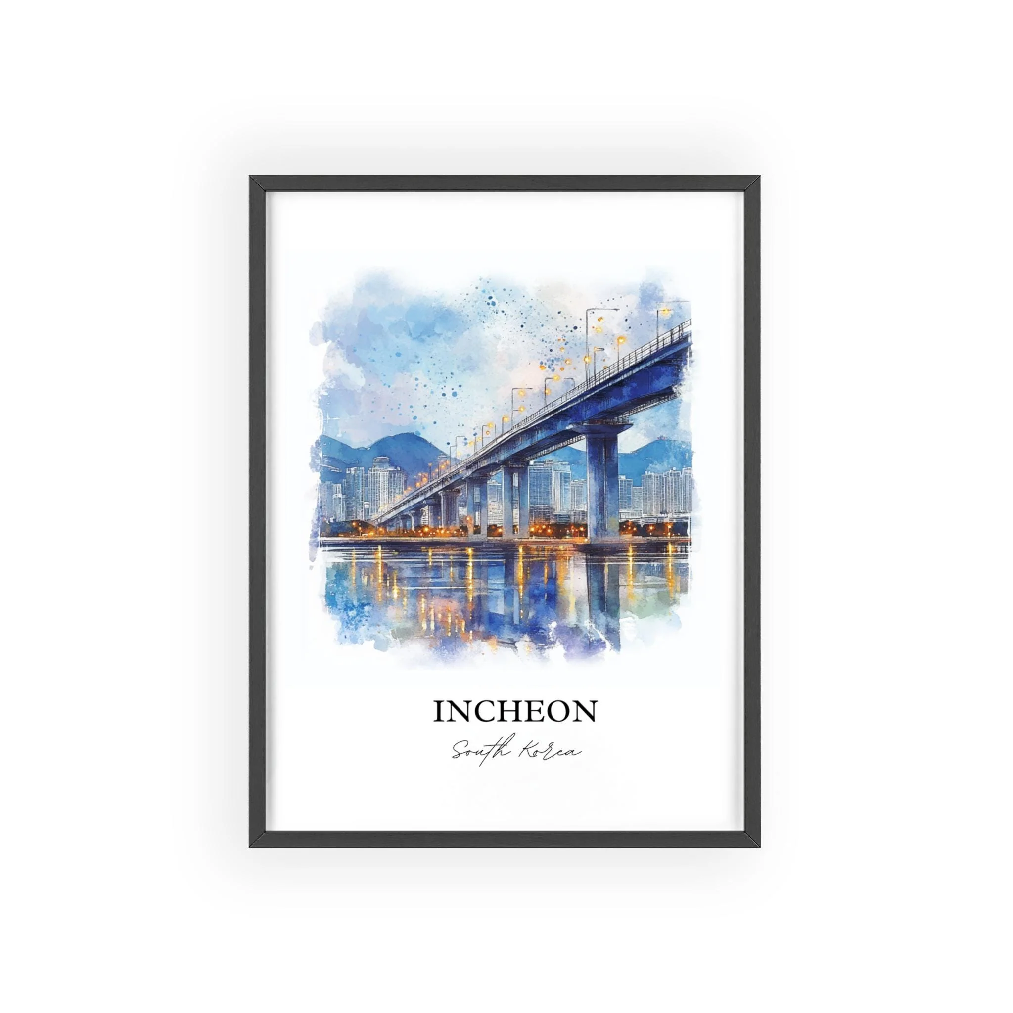 Incheon, South Korea – Watercolor Art Print - Image 7