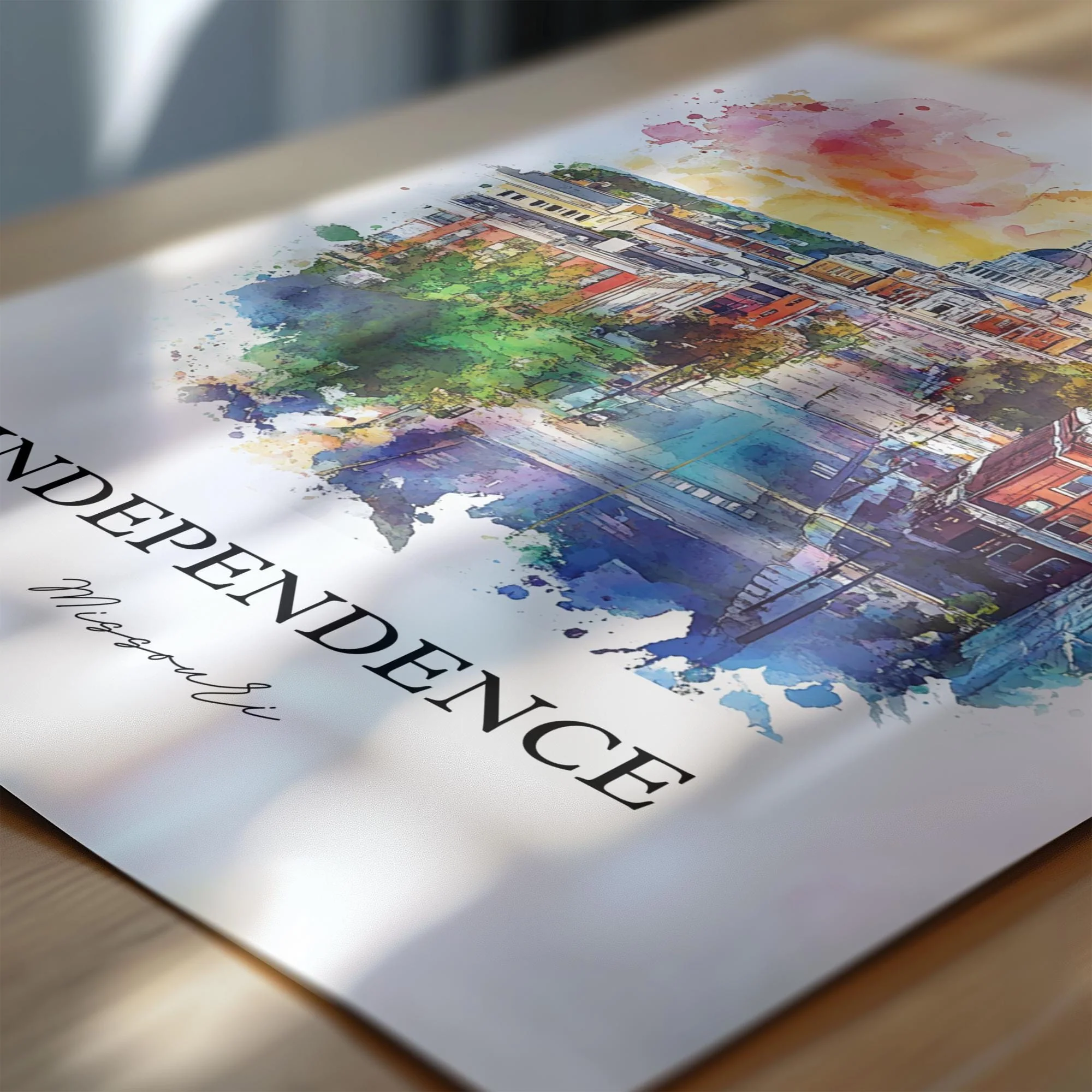 Independence, Missouri, USA – Watercolor Art Print - Image 2