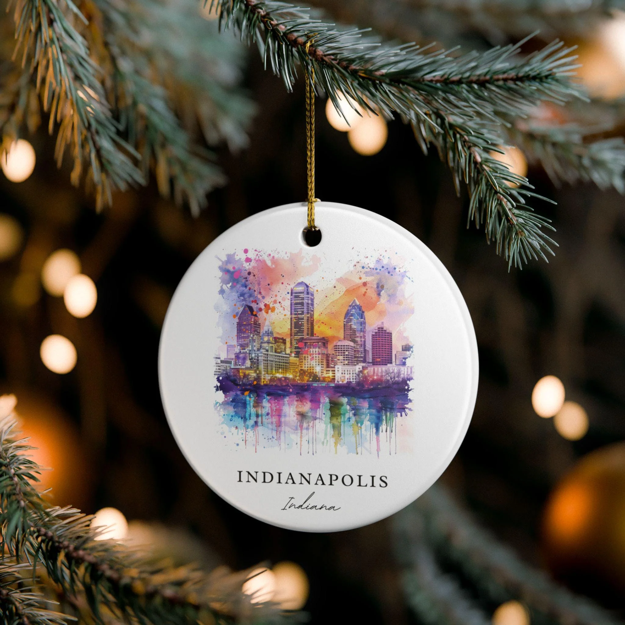 Indianapolis Ornament: Unique Indianapolis Souvenir, Indiana Xmas Decor, and Authentic Indianapolis Skyline Gift - Image 4
