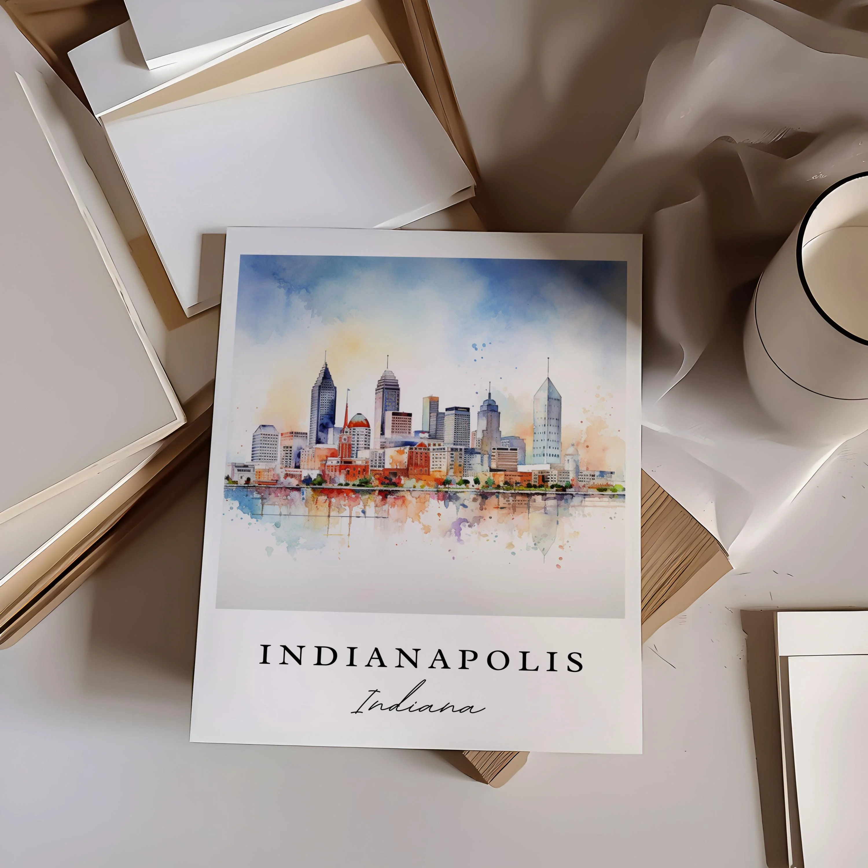 Indianapolis, Indiana – Watercolor Art Print - Image 3
