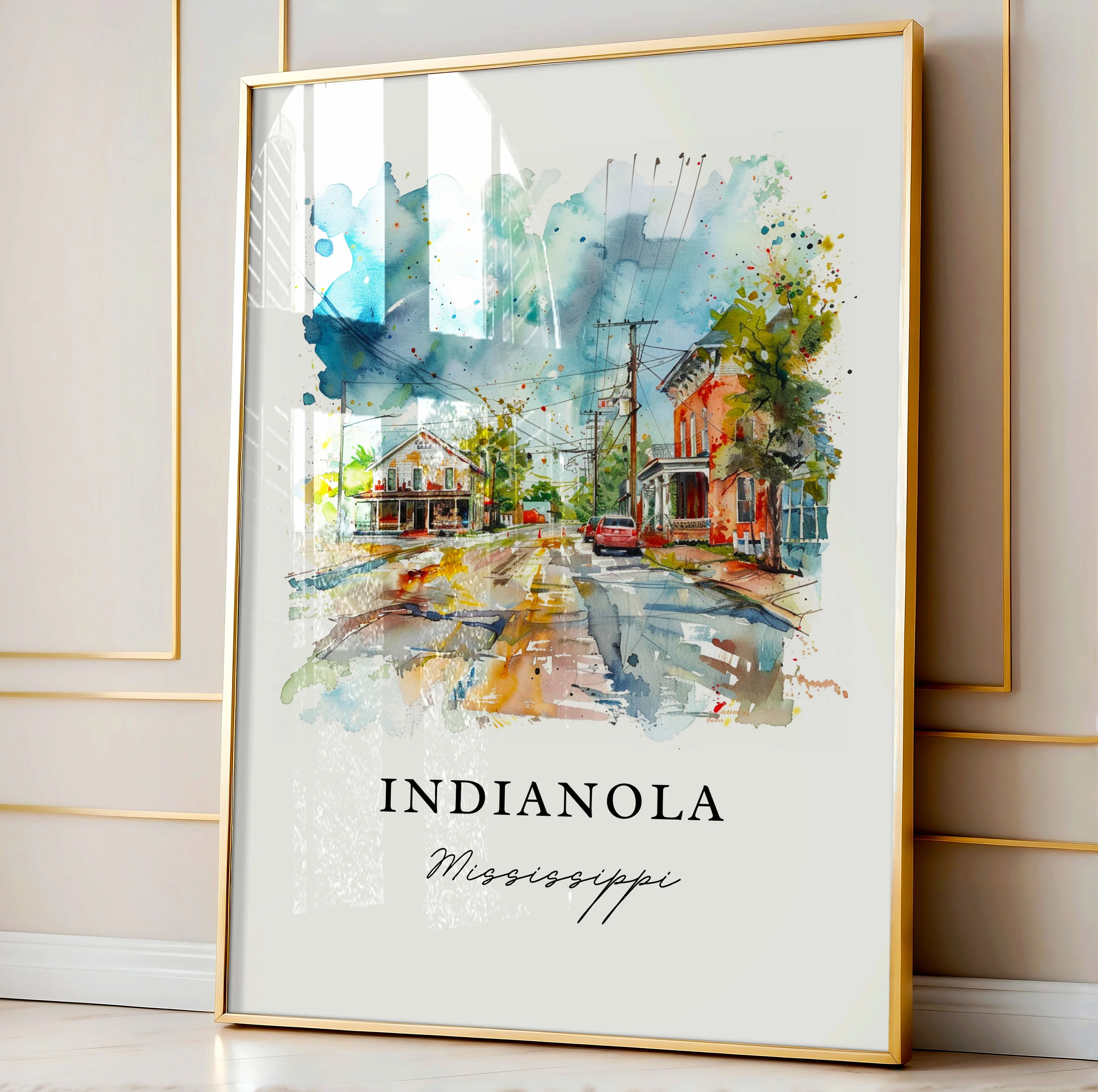 Indianola, Mississippi Watercolor Art Print - Image 4