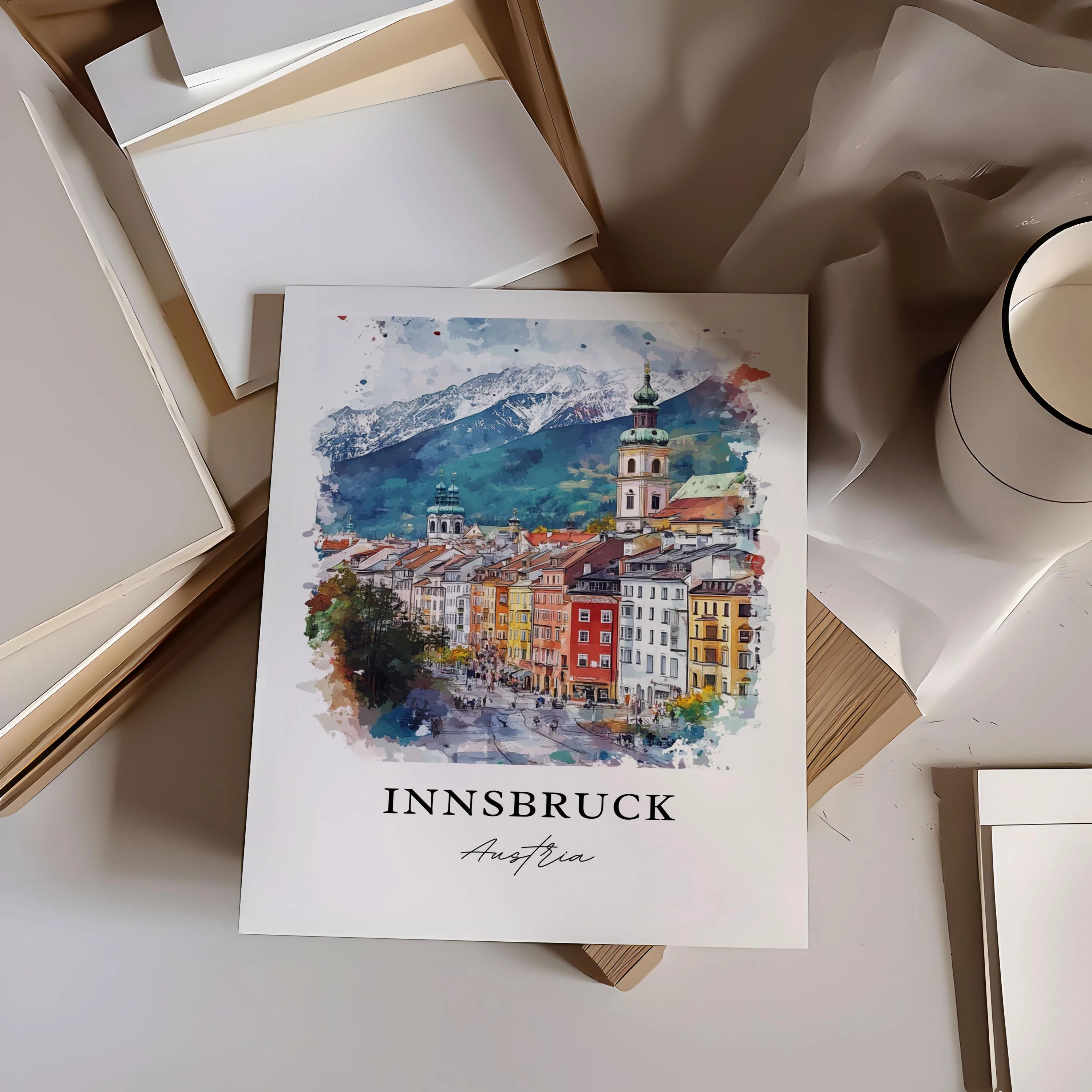Innsbruck, Austria – Watercolor Art Print - Image 4