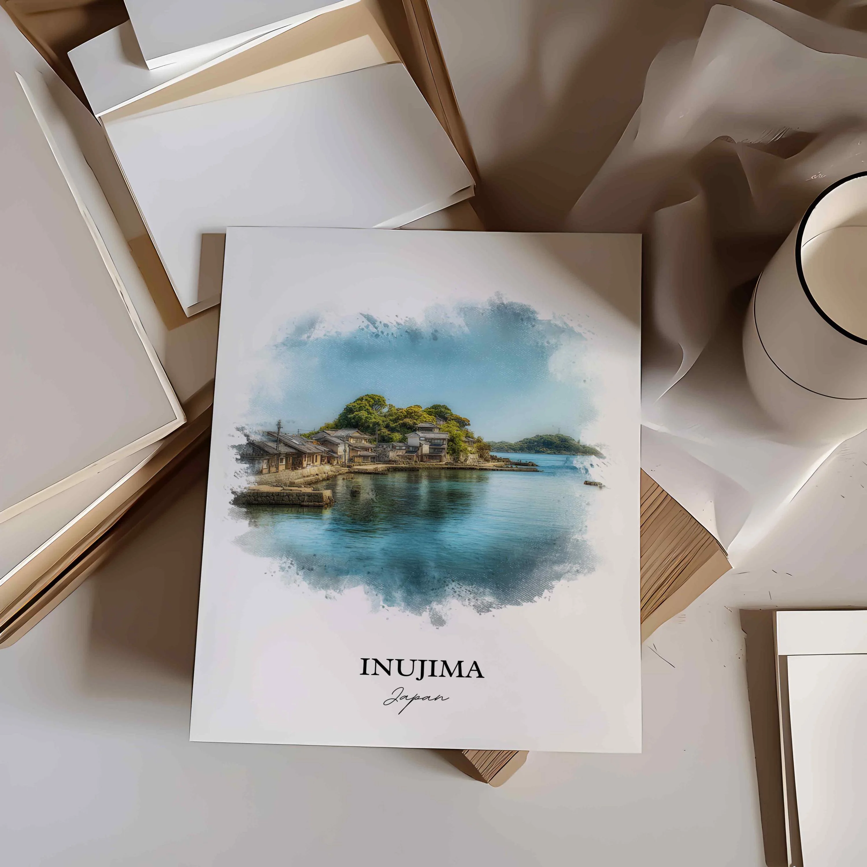 Inujima, Japan – Watercolor Art Print - Image 3