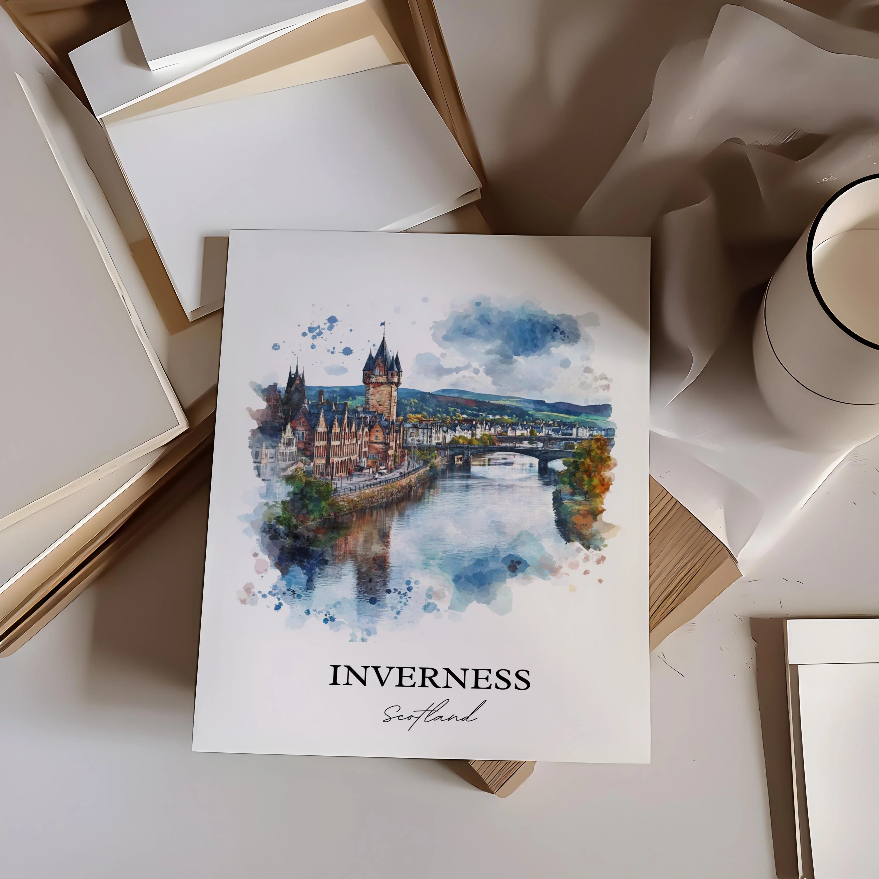 Inverness, Scotland – Watercolor Art Print - Image 4