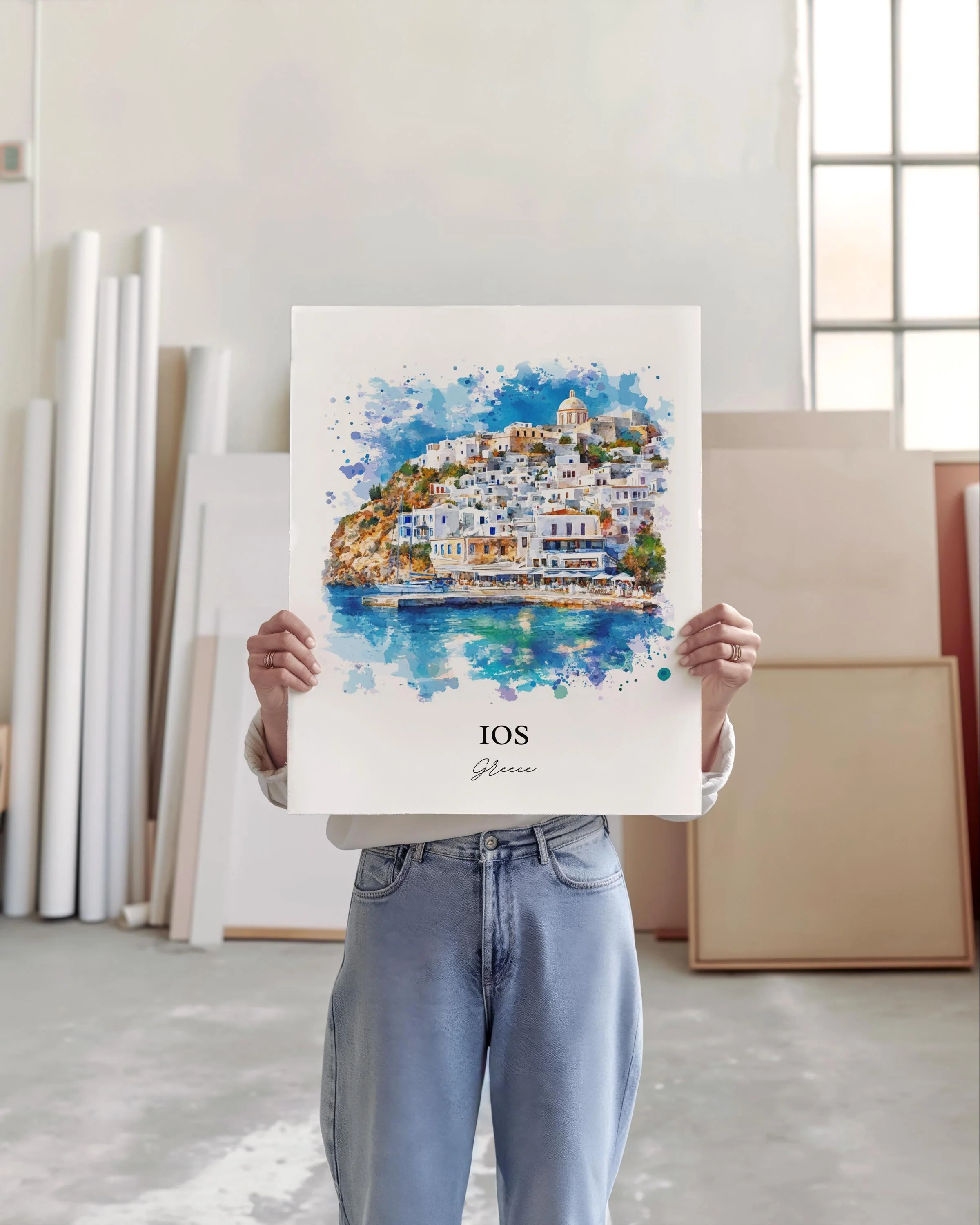 Ios, Greece – Watercolor Art Print - Image 6