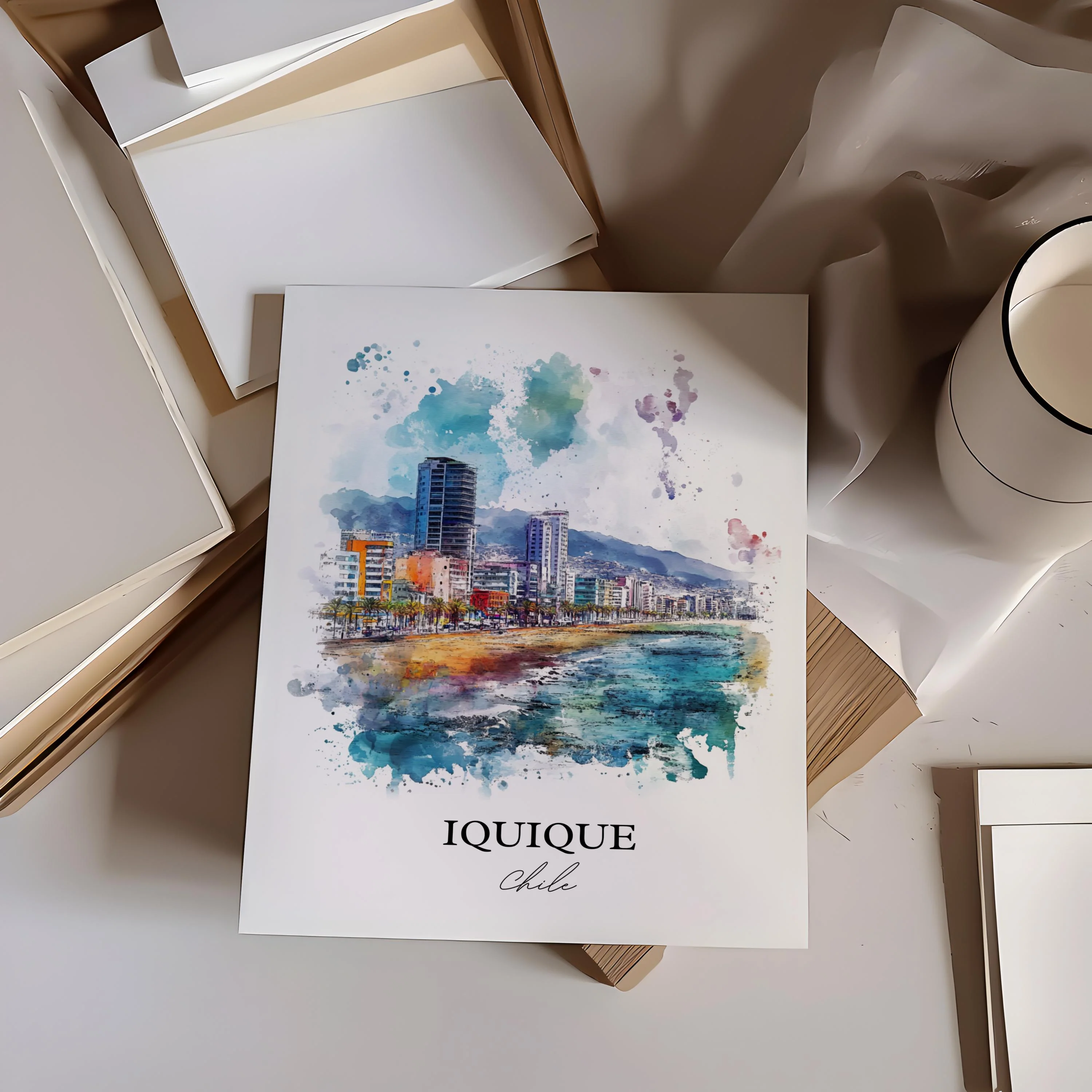 Iquique, Chile – Watercolor Art Print - Image 4