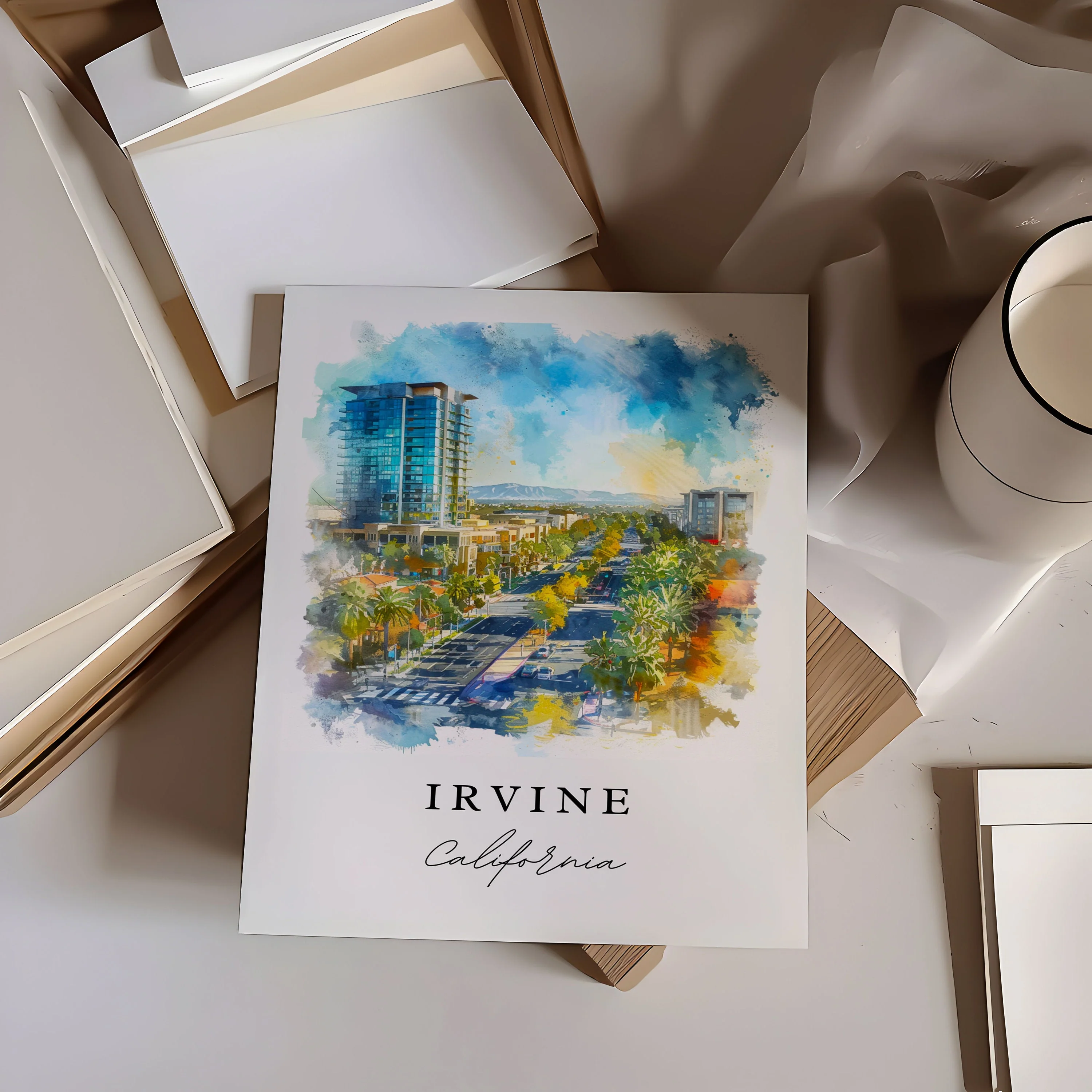 Irvine, California – Watercolor Art Print - Image 2