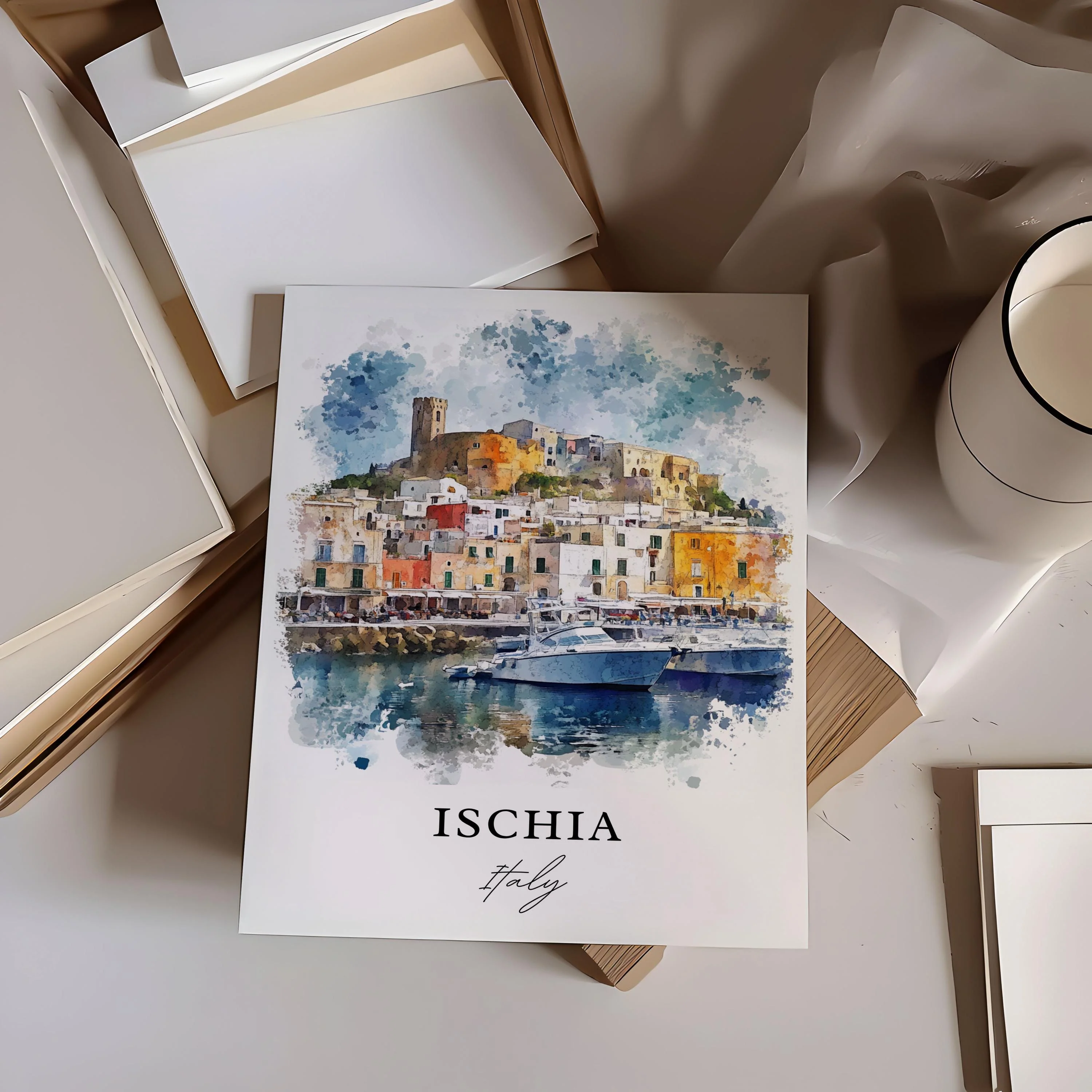 Ischia, Italy – Watercolor Art Print - Image 3