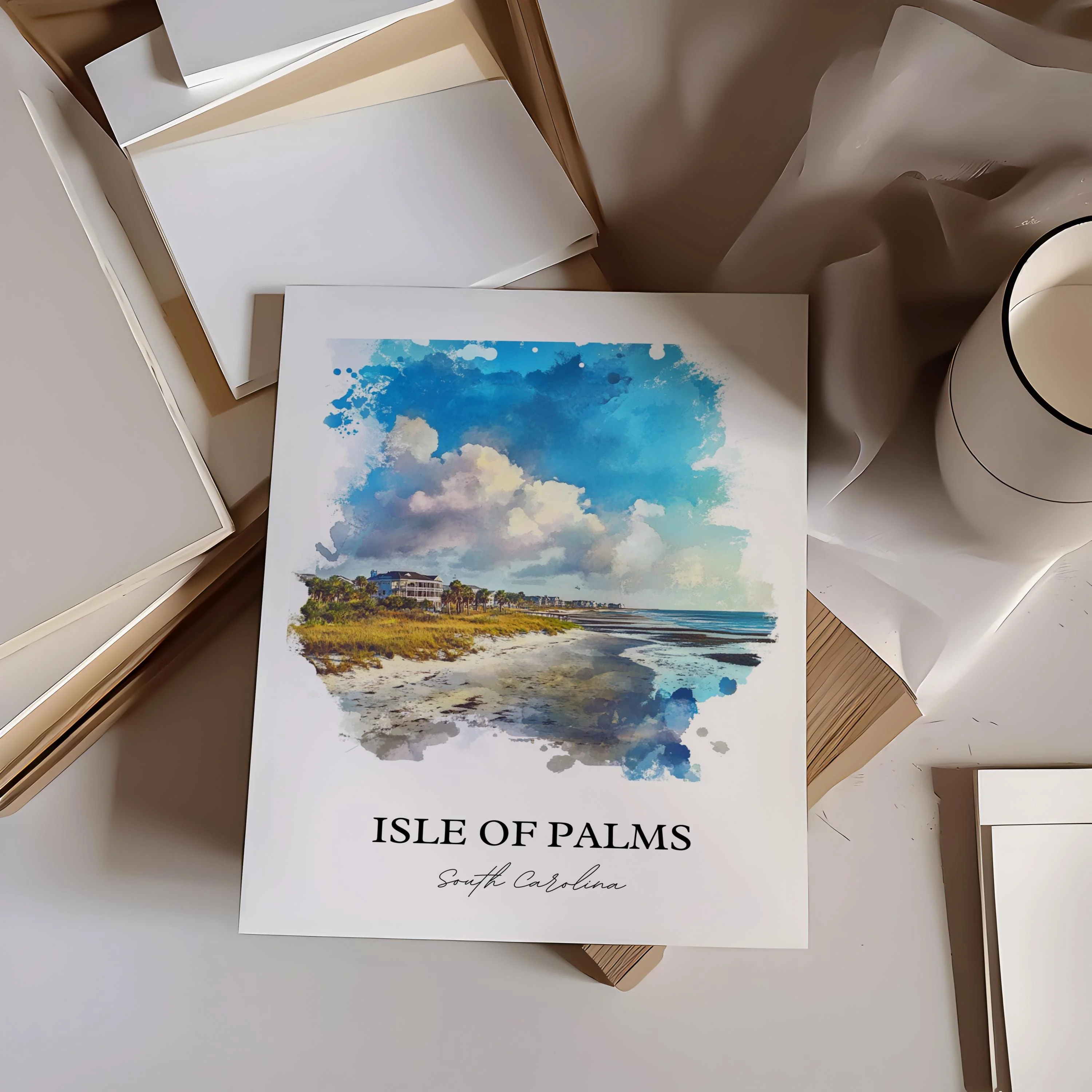 Isle of Palms, South Carolina – Watercolor Art Print - Image 4