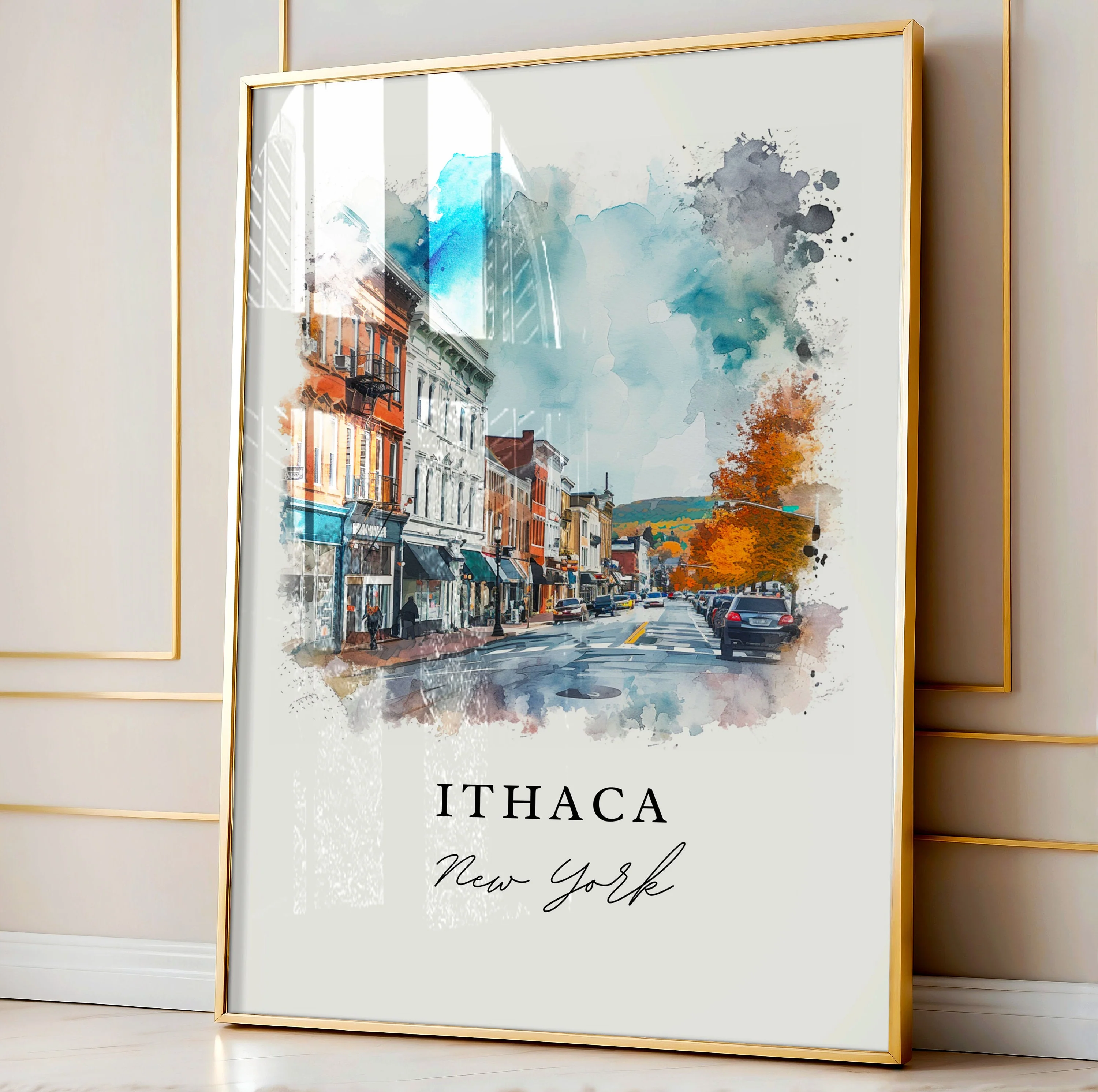 Ithaca, NY, New York – Watercolor Art Print - Image 4