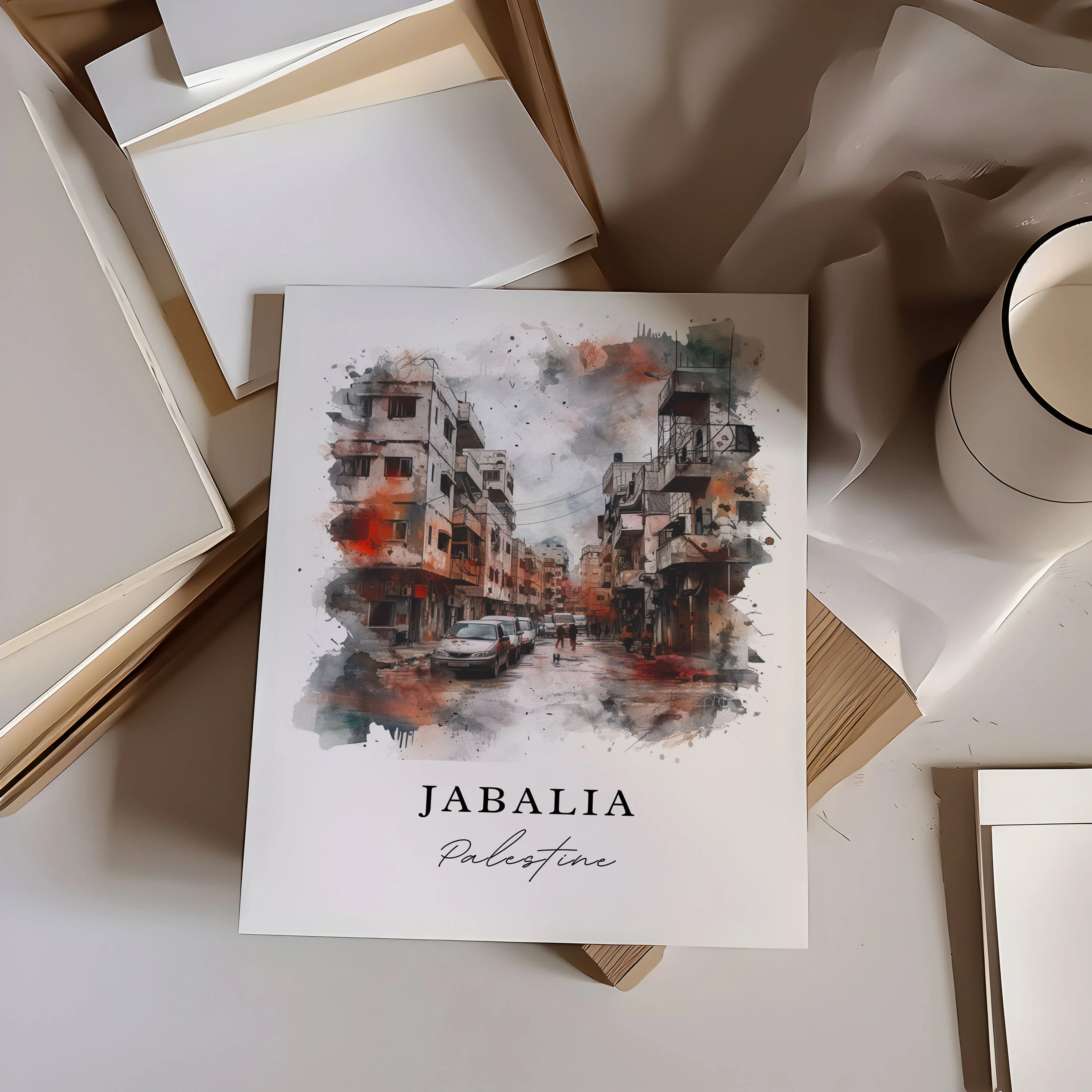 Jabalia, Palestine – Watercolor Art Print - Image 4
