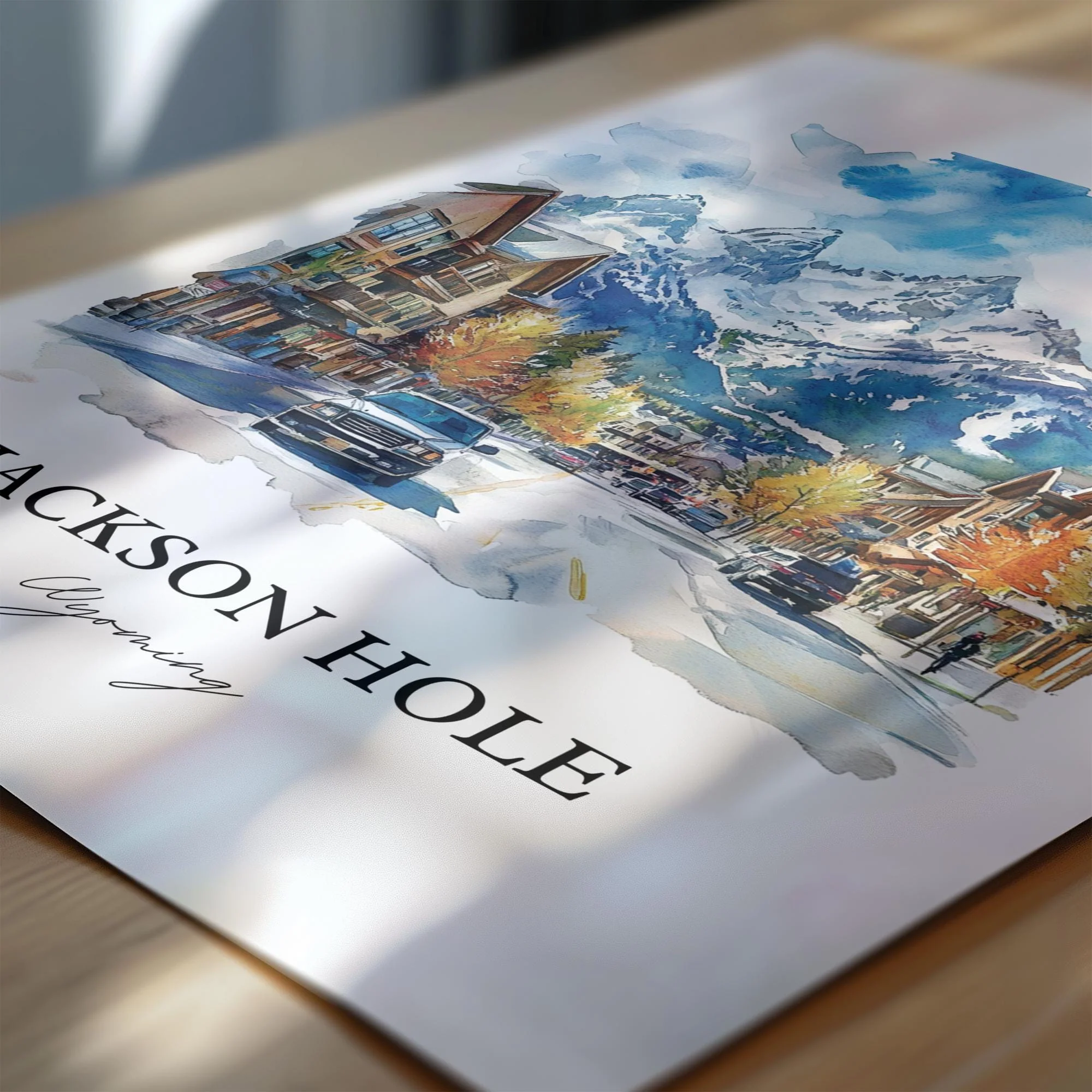 Jackson Hole, Wyoming, USA – Watercolor Art Print - Image 2