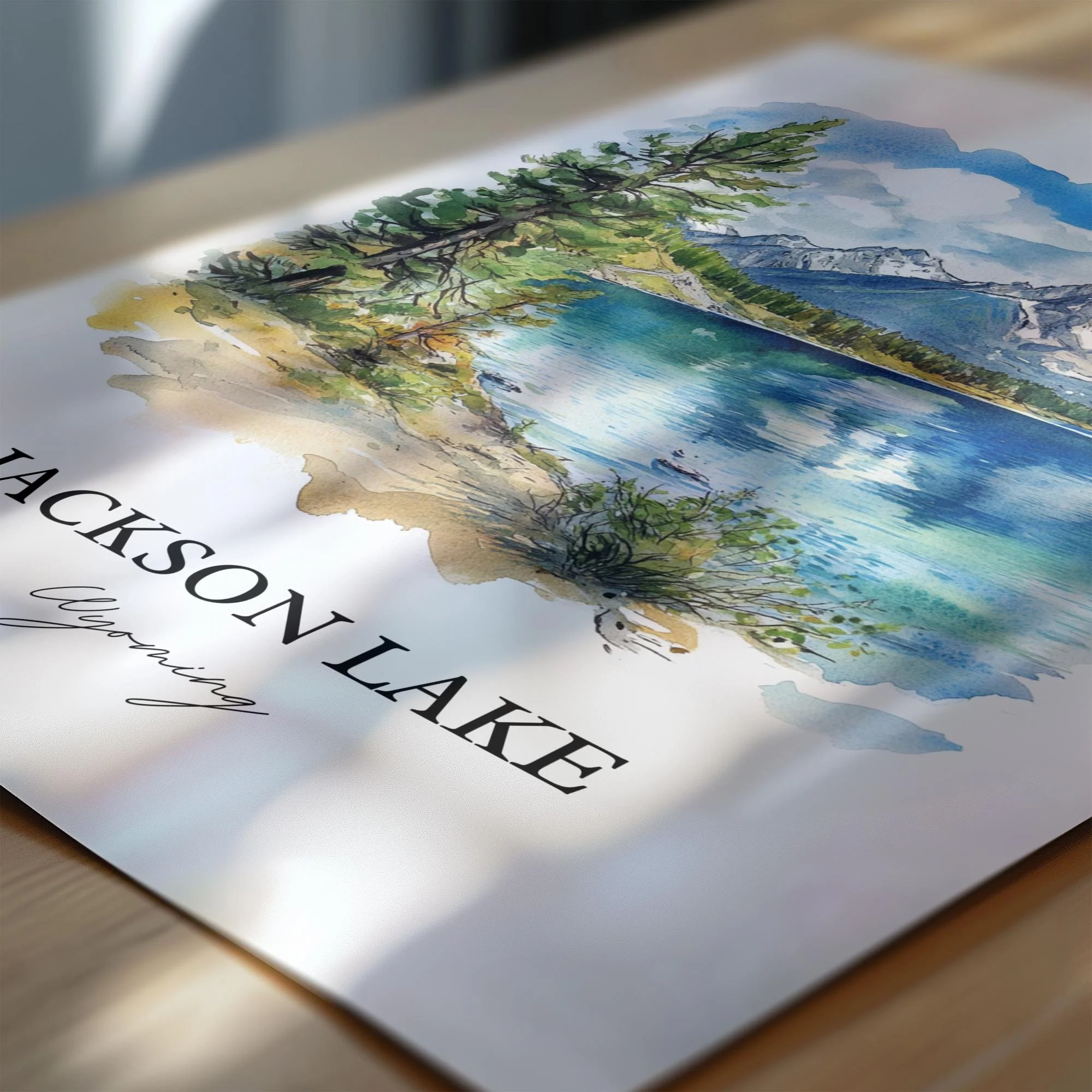 Jackson Lake, Wyoming, USA – Watercolor Art Print - Image 2