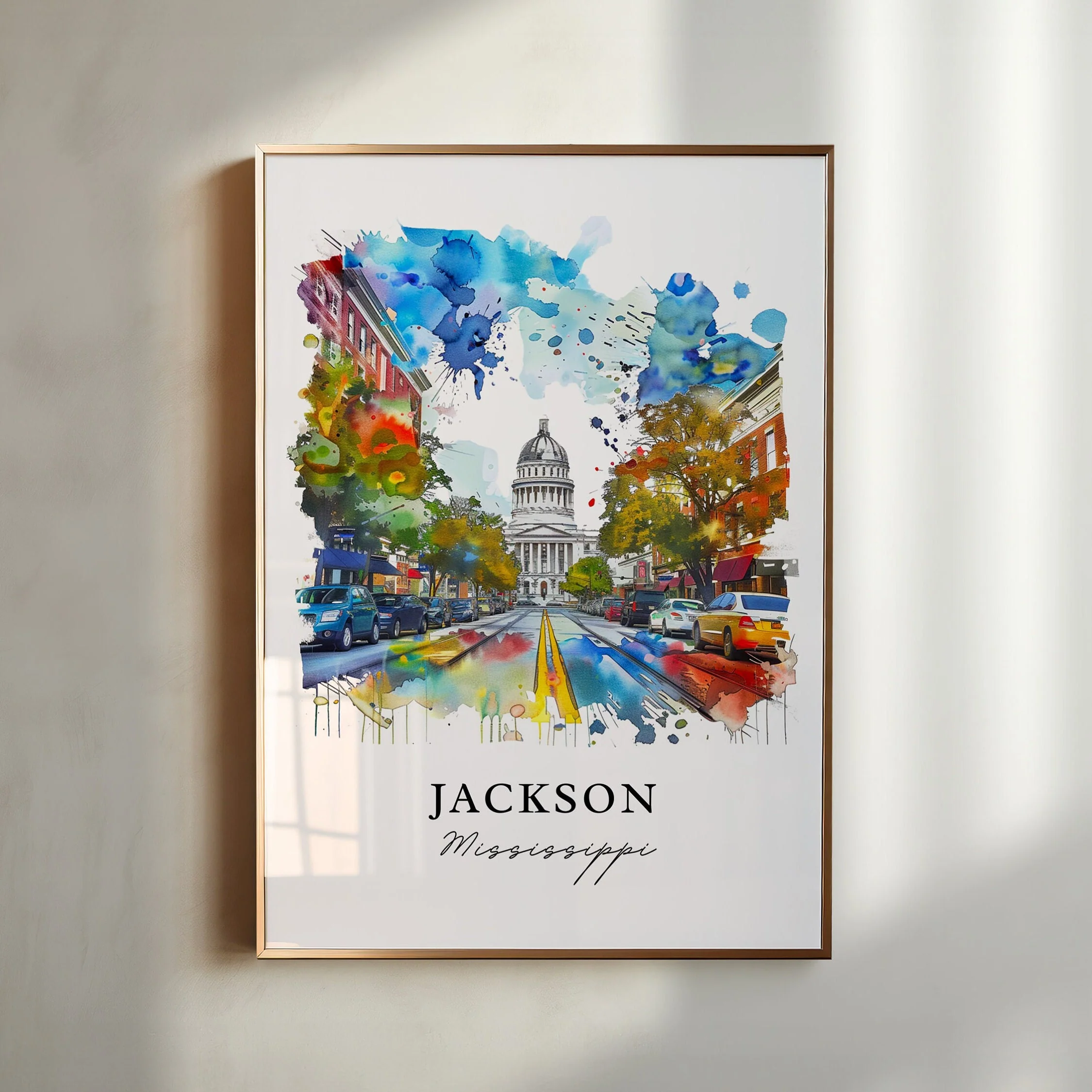 Jackson, Mississippi, Mississippi – Watercolor Art Print