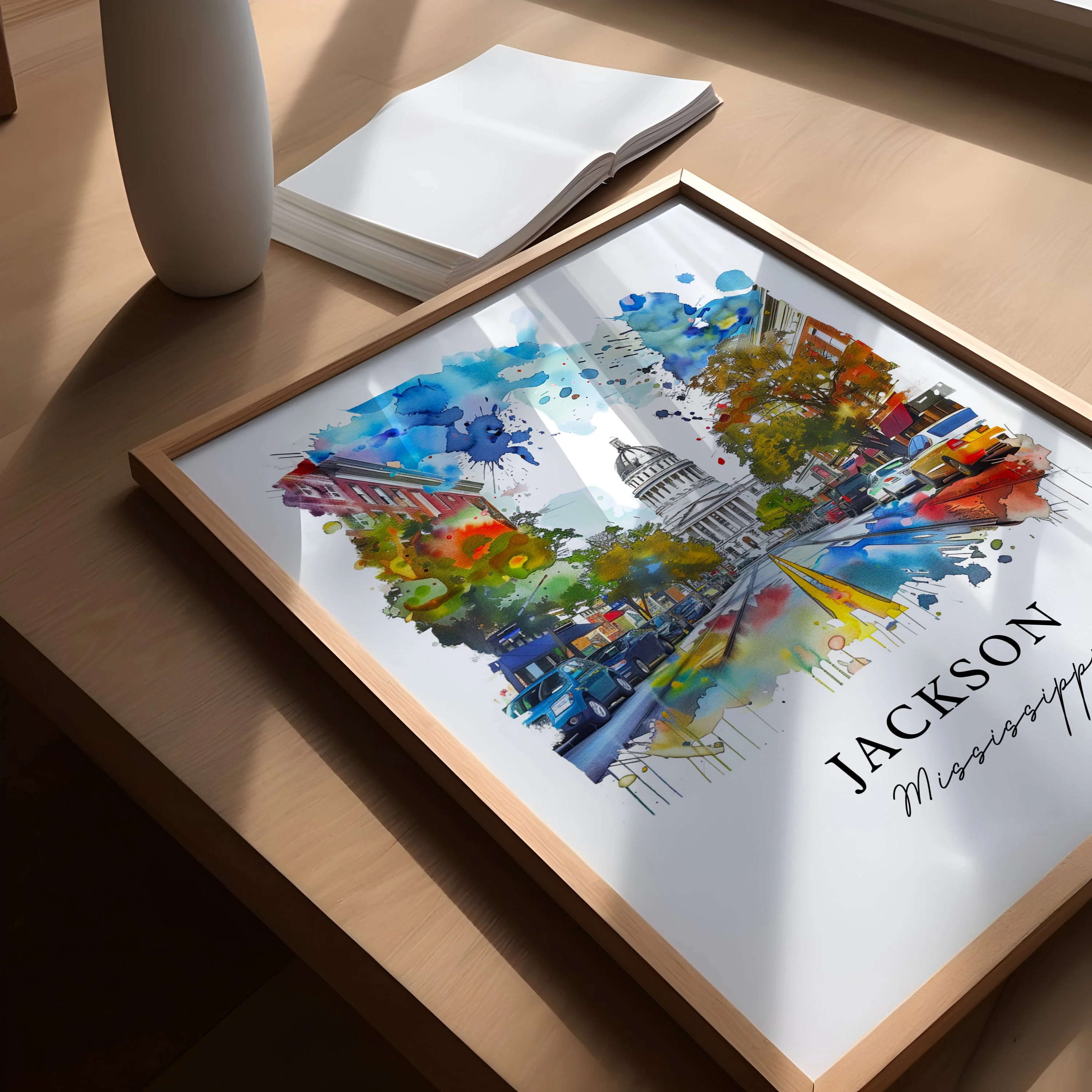 Jackson, Mississippi, Mississippi – Watercolor Art Print - Image 3