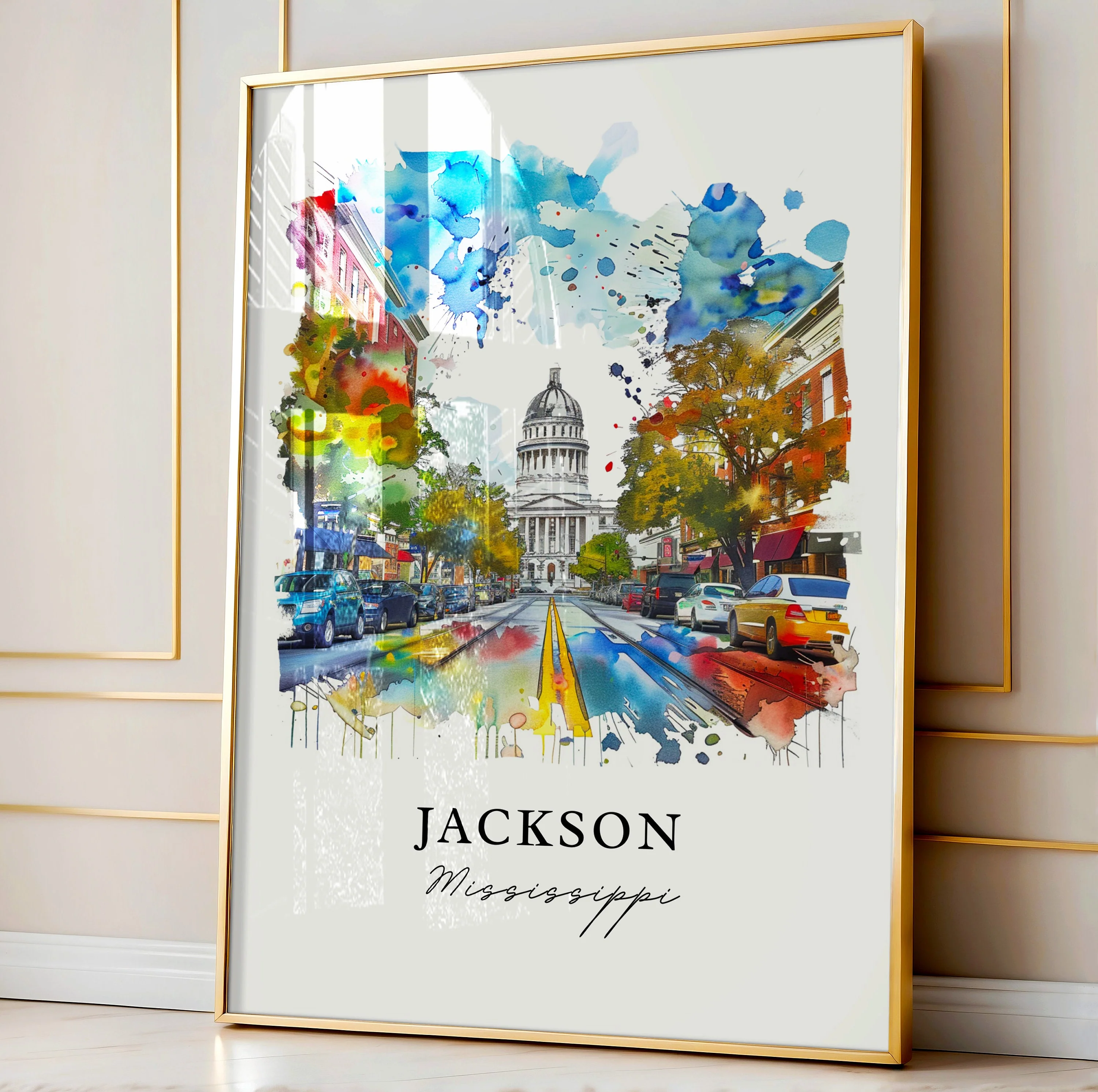 Jackson, Mississippi, Mississippi – Watercolor Art Print - Image 4